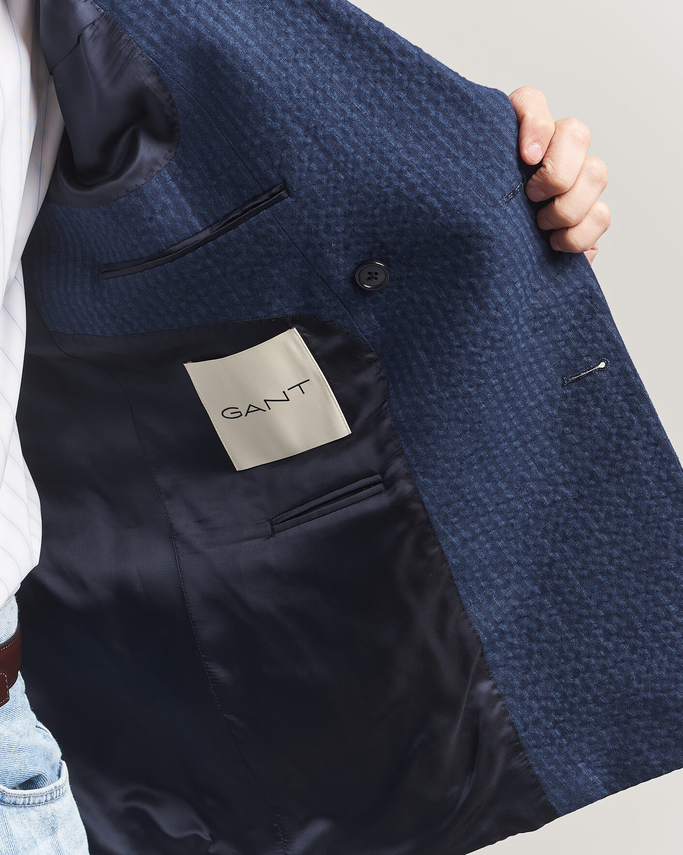 Herre | Blazere & jakker | Gant | Linen Indigo Seersucker Blazer Bid Blue