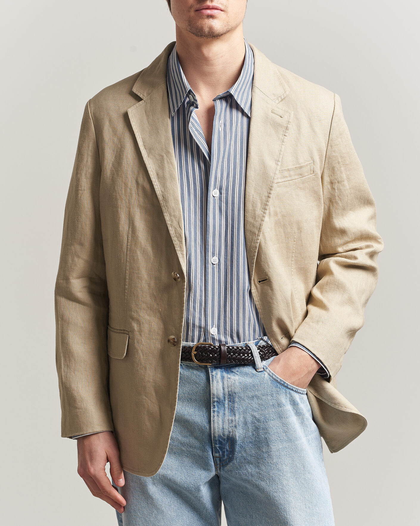 Herre | Blazere & jakker | Gant | Garment Dyed Linen Blazer Oat Beige