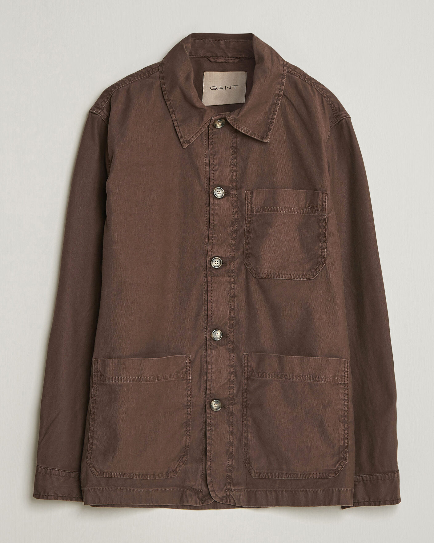 Herre | Skjorter | Gant | Regular Fit Cotton/Linen Overshirt Rich Brown