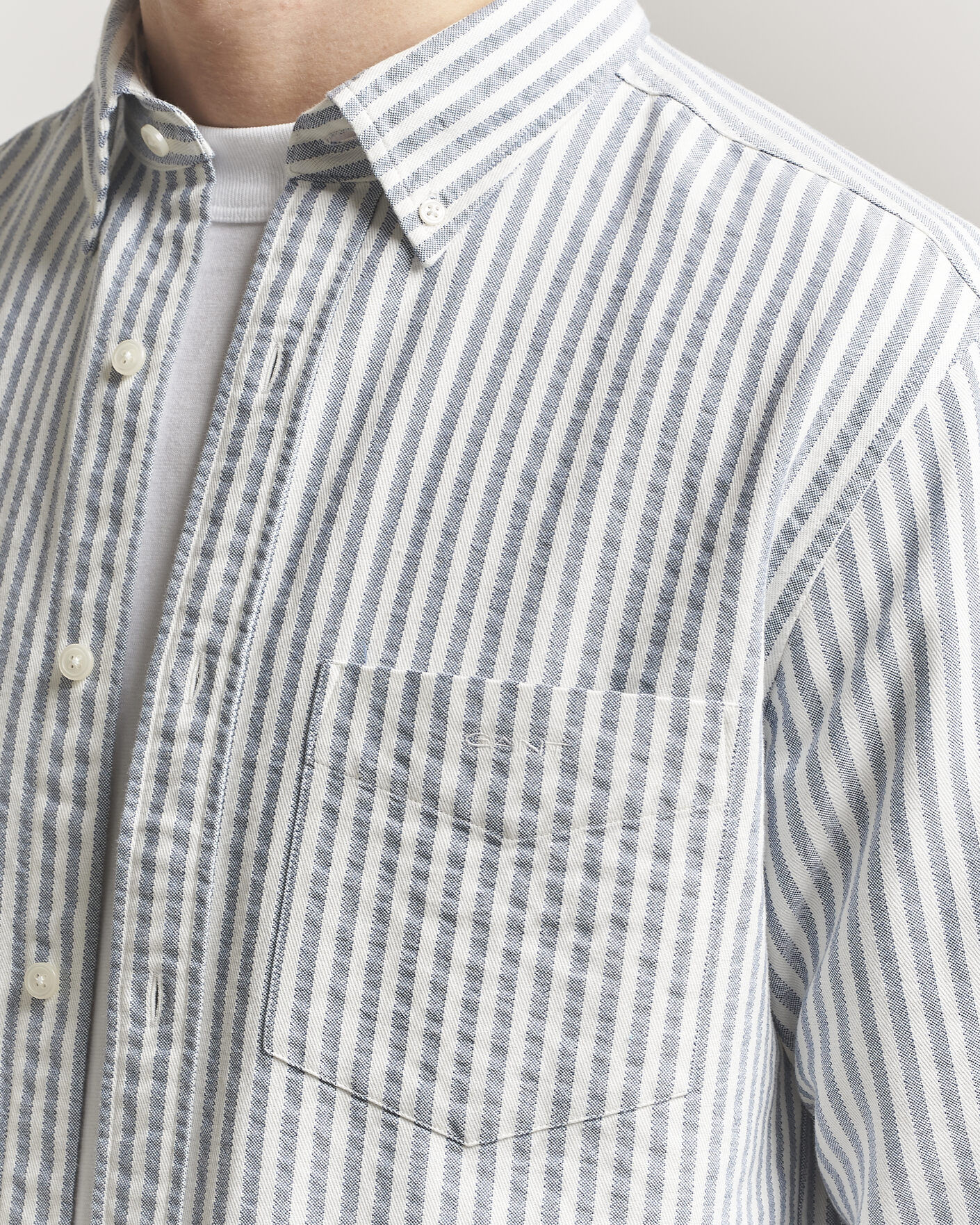 Herre | Skjorter | GANT | Regular Fit Textured Striped Shirt Vintage Blue