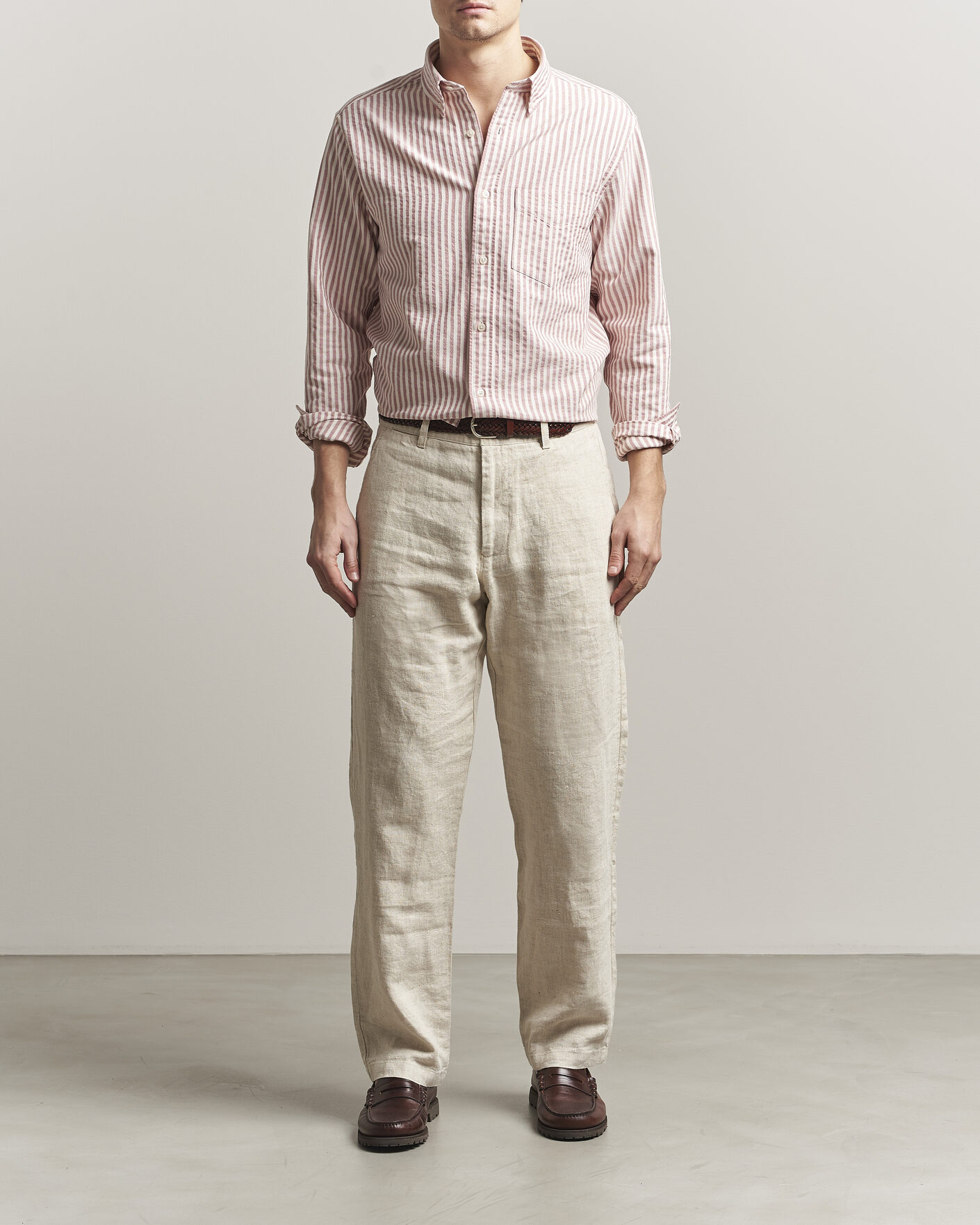 Herre | Skjorter | GANT | Regular Fit Textured Striped Shirt Rose Red