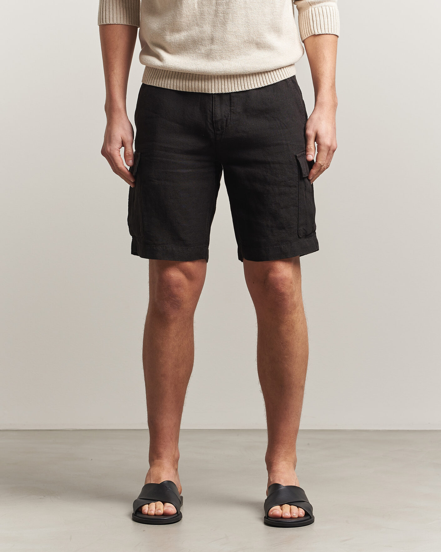 Herre | Shorts | GANT | Regular Fit Linen Cargo Shorts Ebony Black