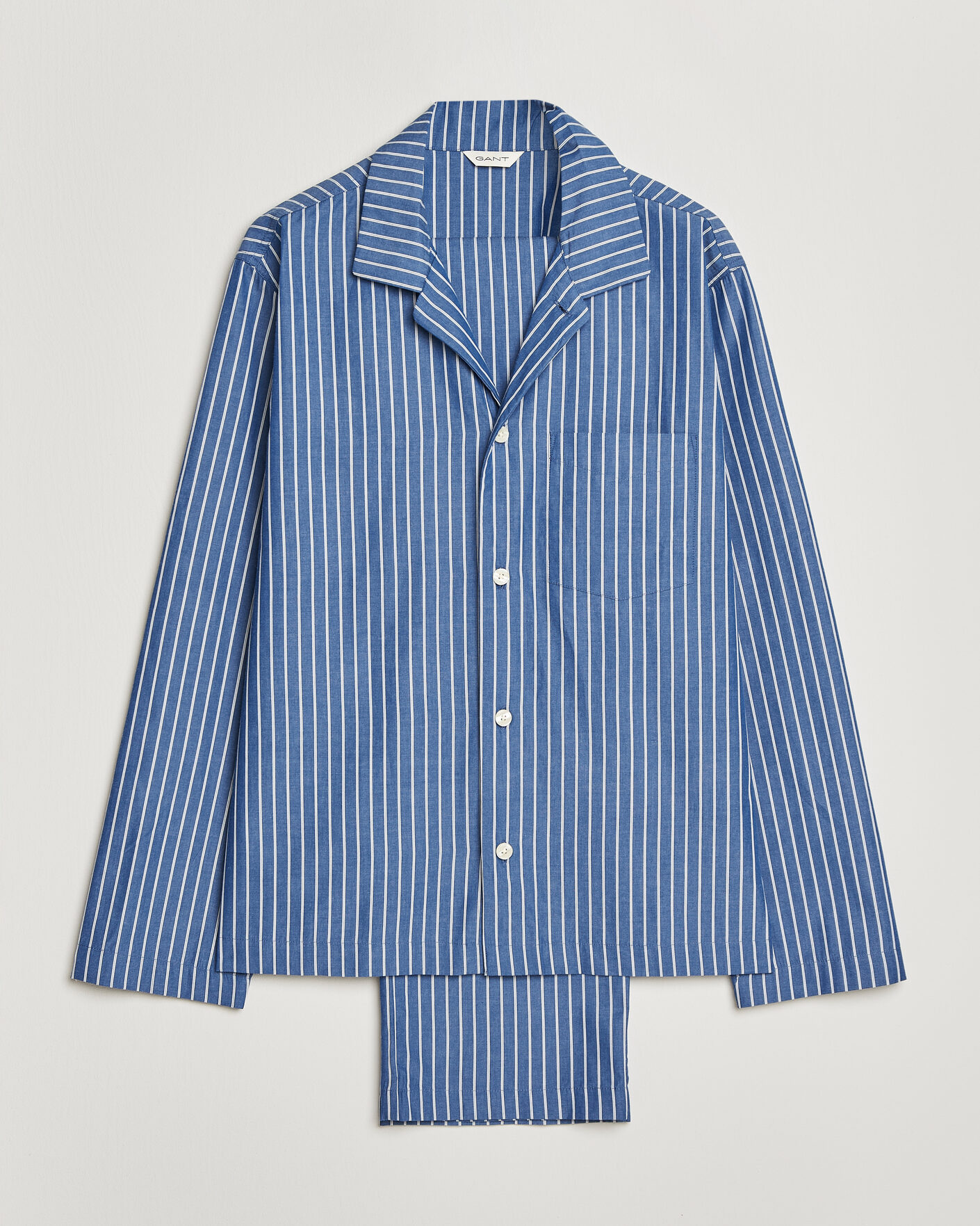 Herre | Pyjamas & Morgenkåber | Gant | Striped Poplin Pyjama Set Deep Cobalt
