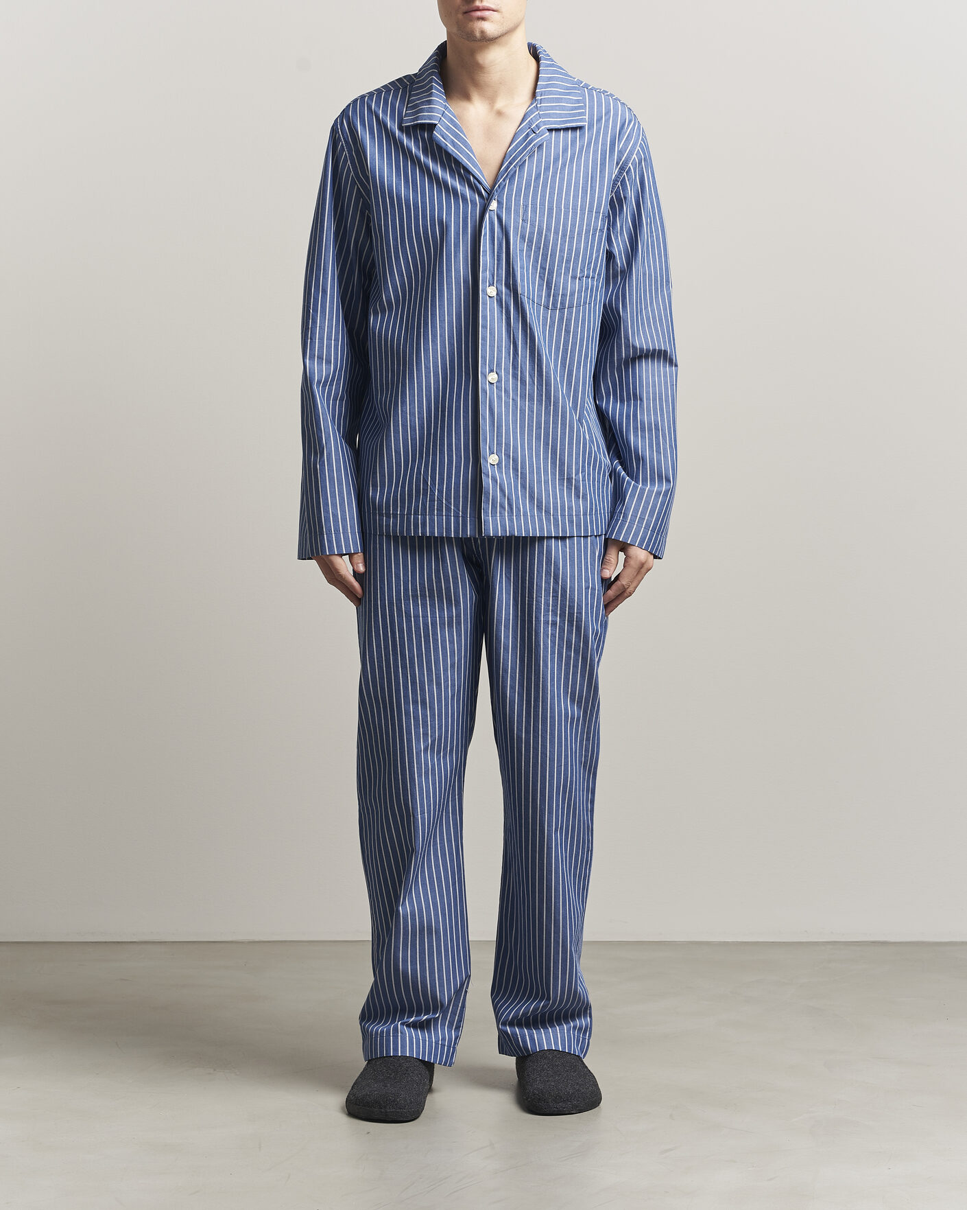Herre | Pyjamas & Morgenkåber | Gant | Striped Poplin Pyjama Set Deep Cobalt