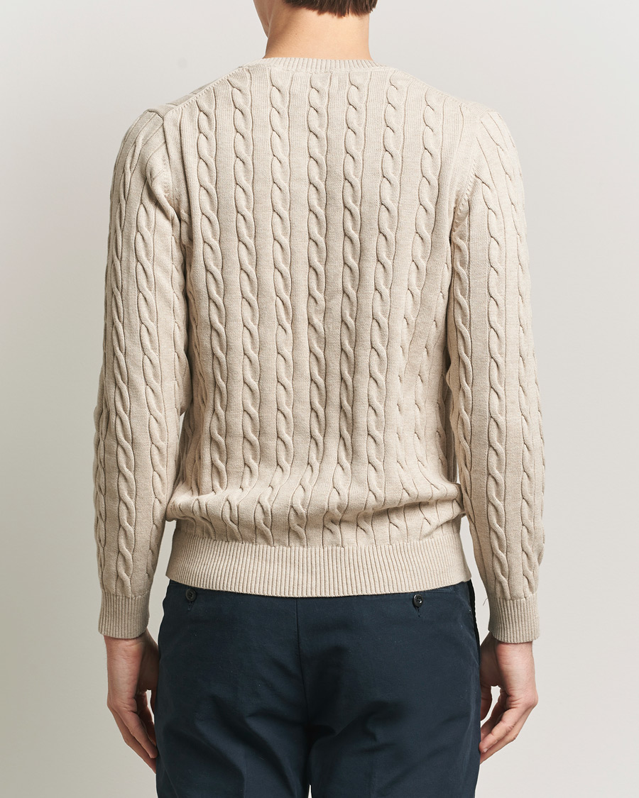 Herre | Trøjer | GANT | Cotton Cable Crew Neck Pullover Oat Melange