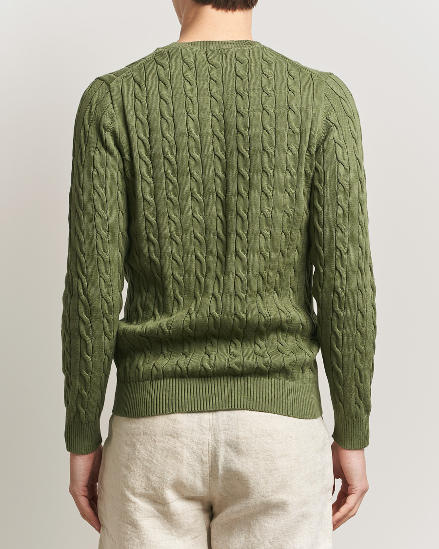 Herre | Trøjer | Gant | Cotton Cable Crew Neck Pullover Dry Herb Green