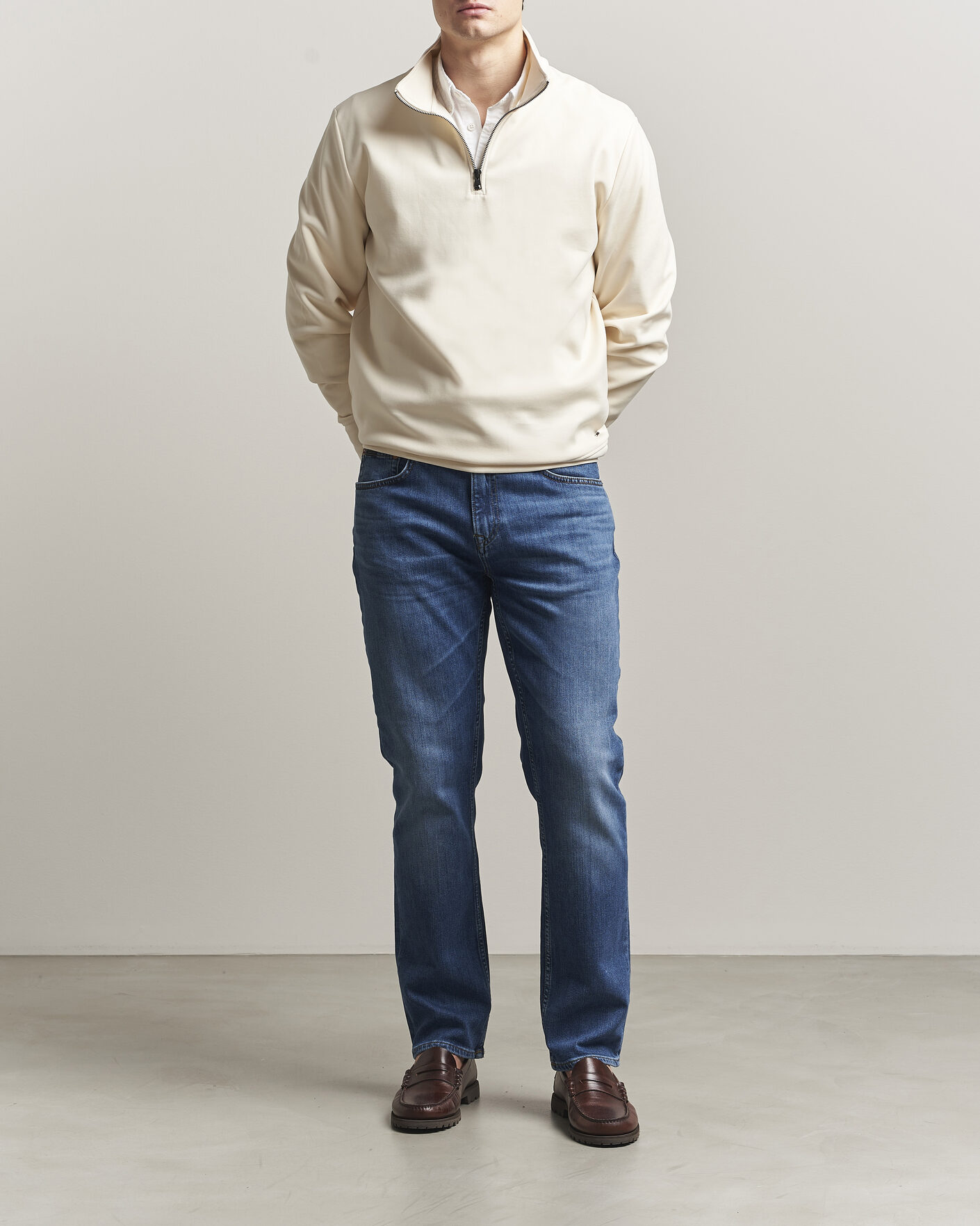 Herre | Trøjer | GANT | Interlock Half Zip Creamed White