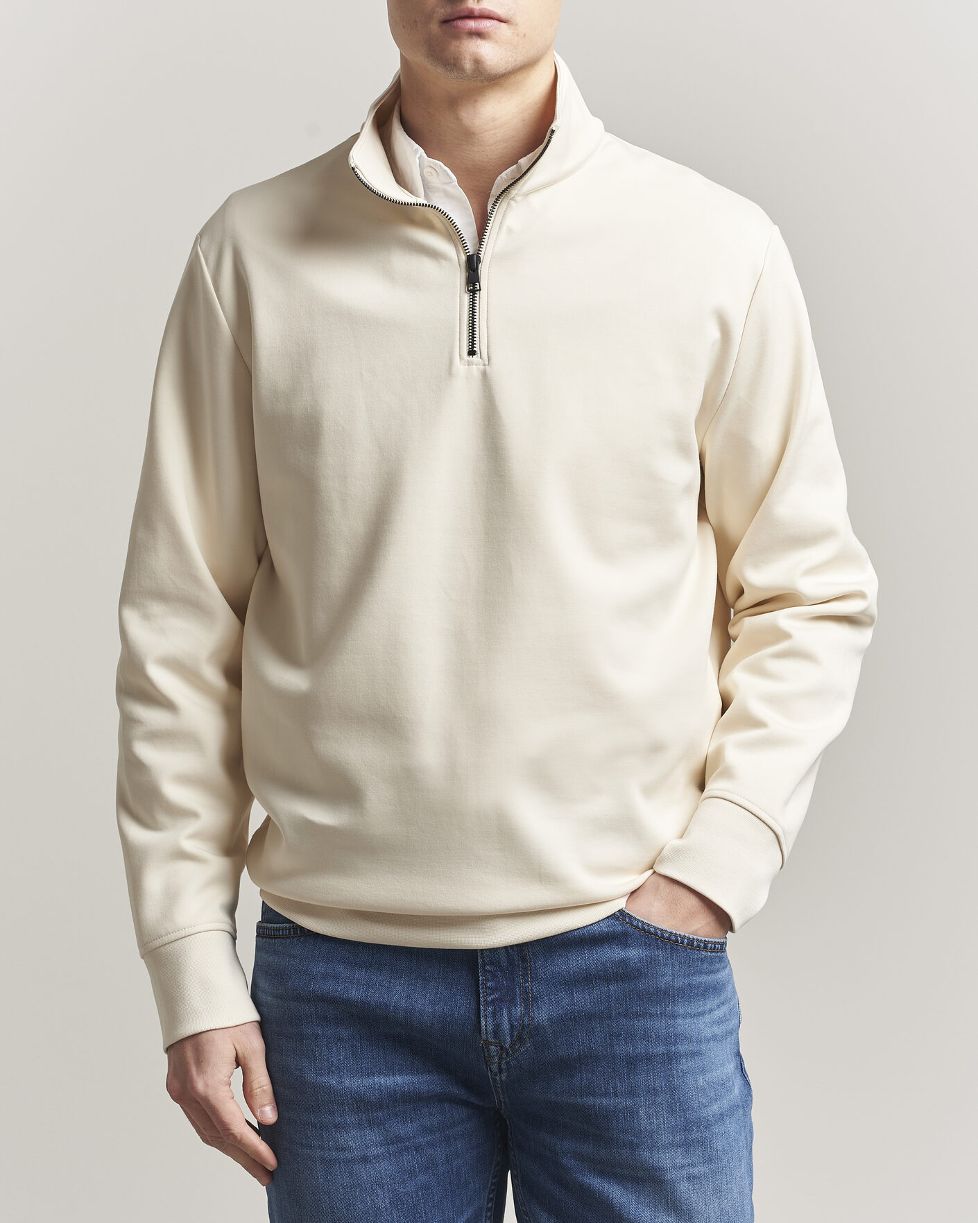 Herre | Trøjer | Gant | Interlock Half Zip Creamed White