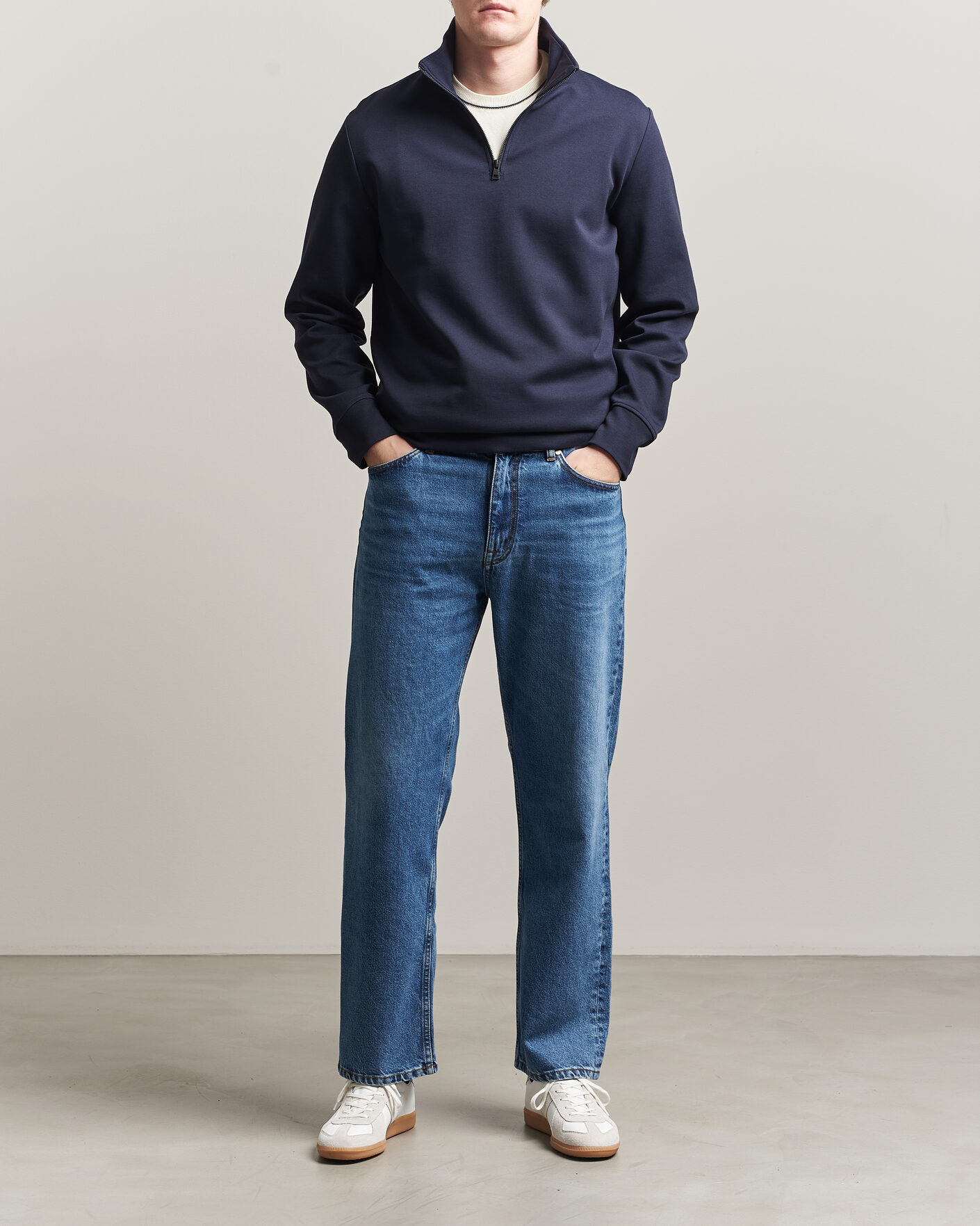Herre | Trøjer | GANT | Interlock Half Zip Evening Blue
