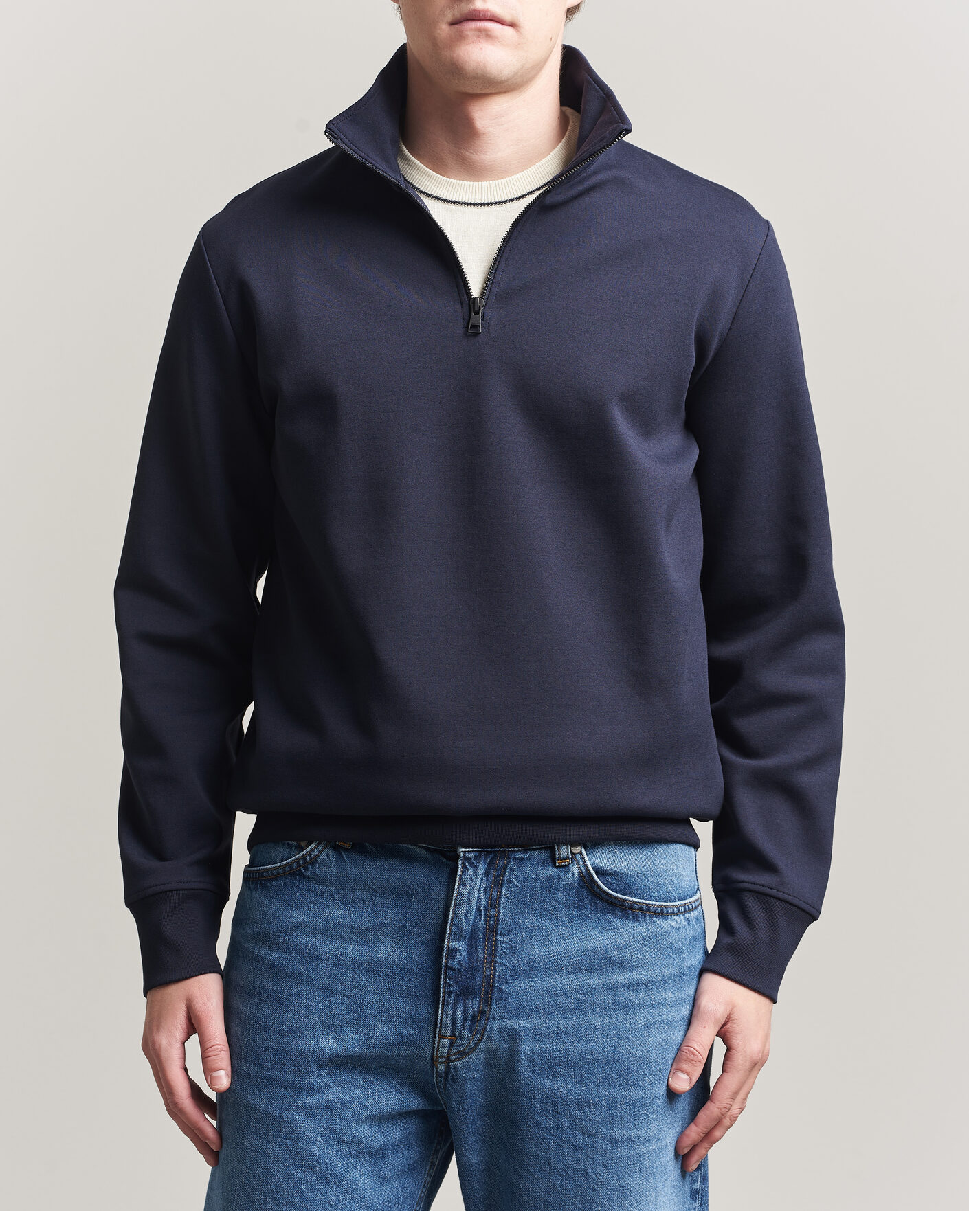 Herre | Trøjer | Gant | Interlock Half Zip Evening Blue