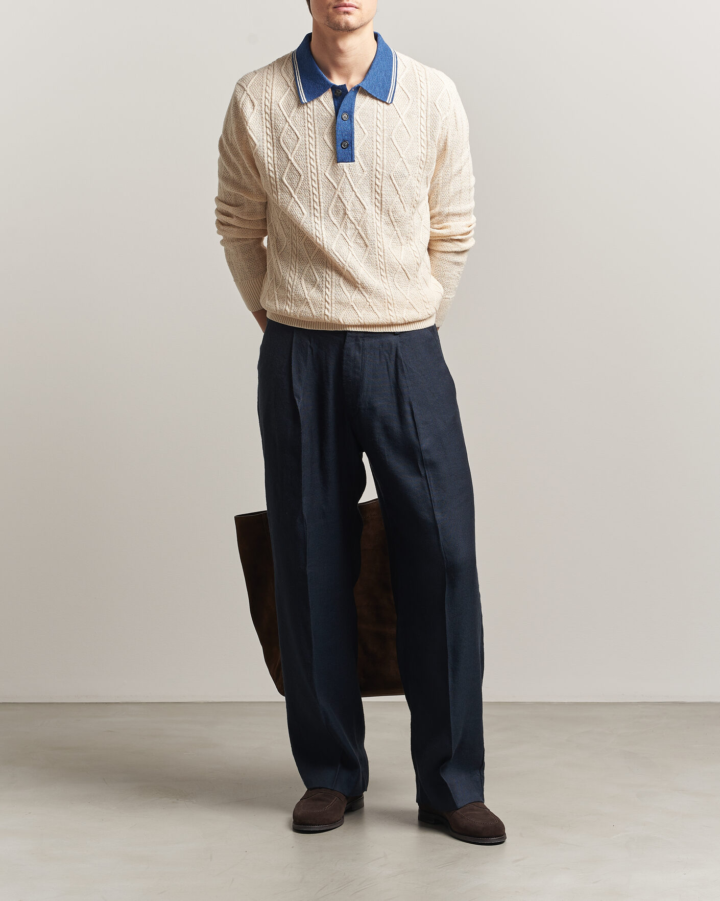 Herre | Trøjer | Gant | Linen/Cotton Knitted Polo Creamed White