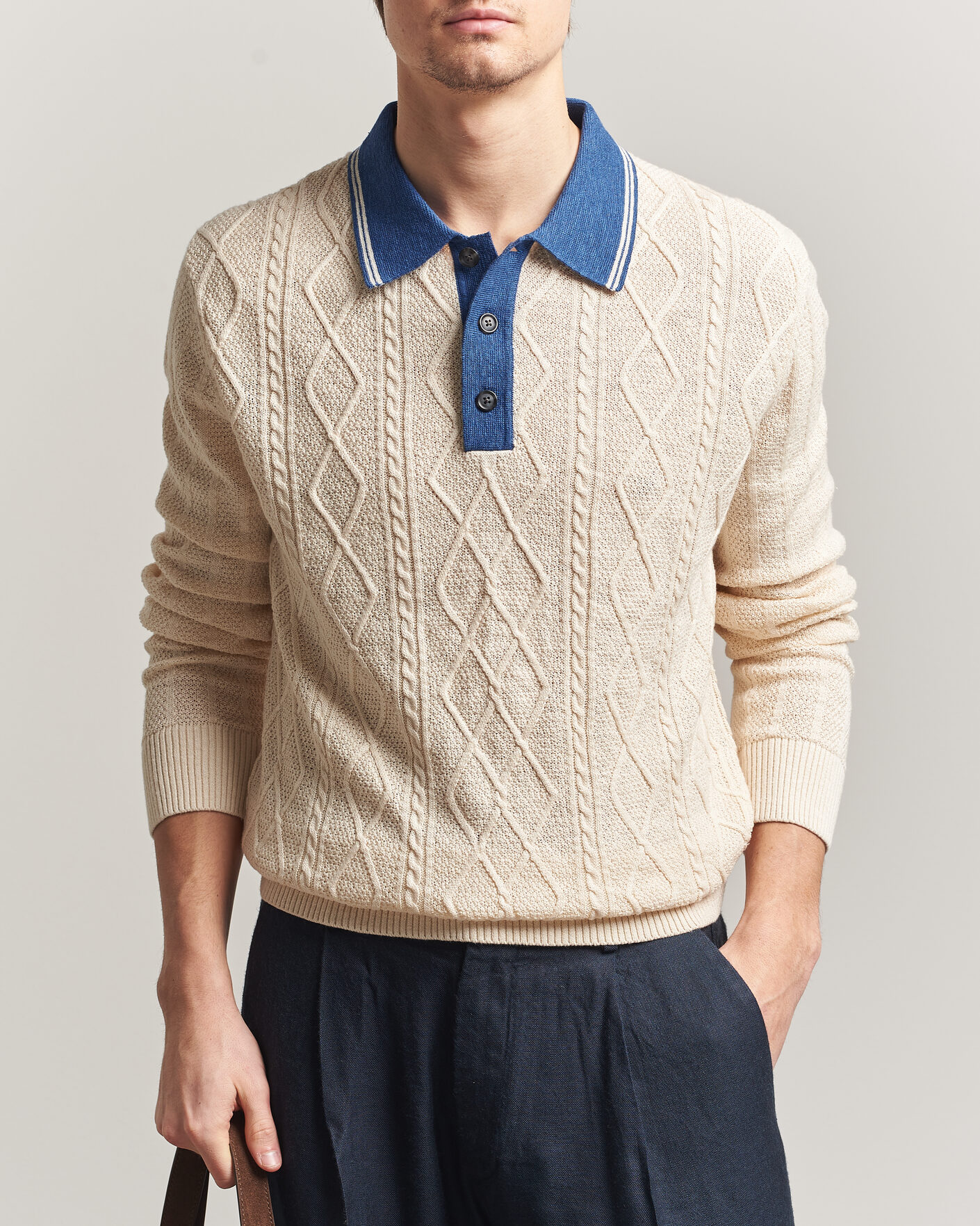 Herre | Trøjer | Gant | Linen/Cotton Knitted Polo Creamed White