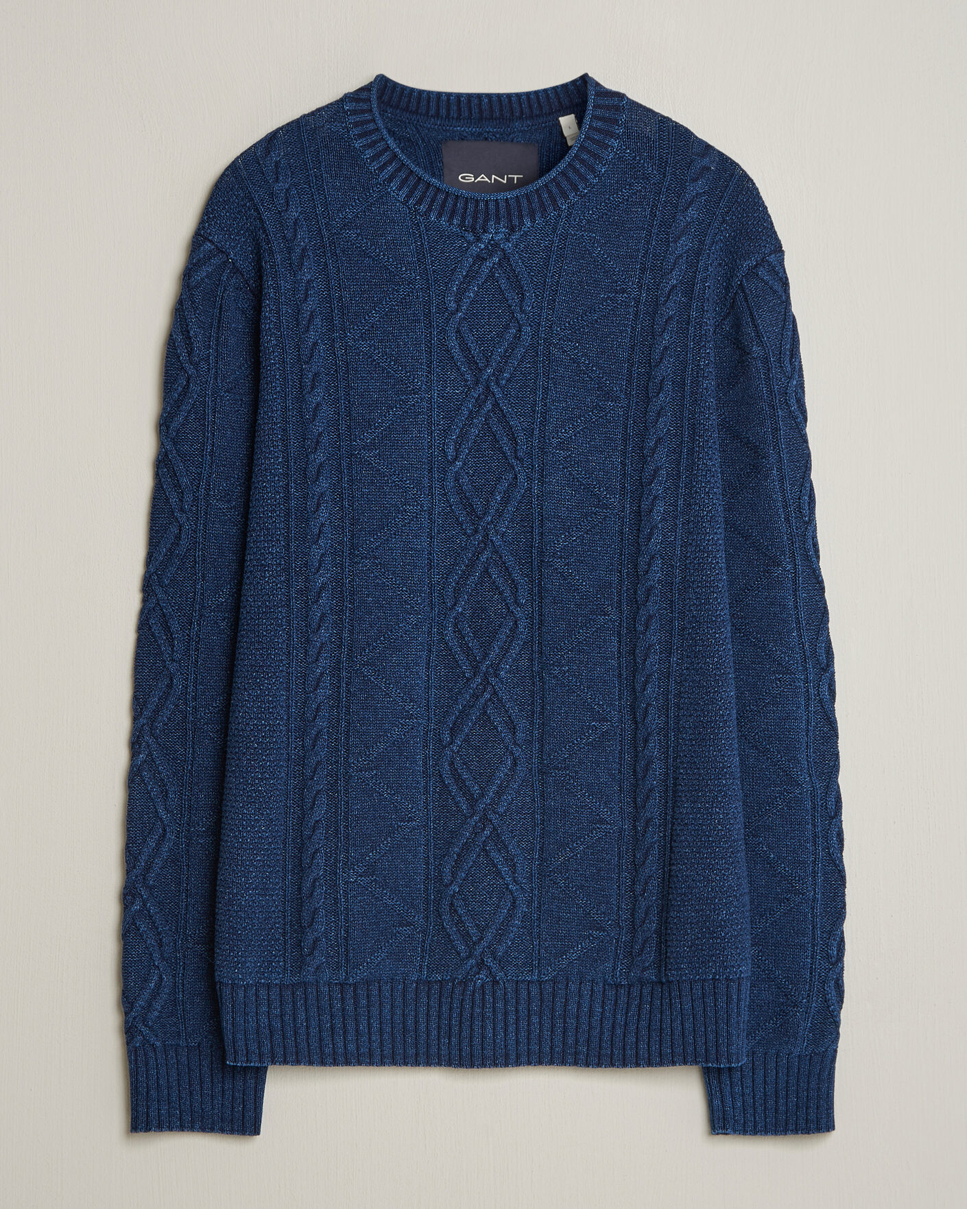 Herre | Trøjer | GANT | Indigo Aran Knitted Sweater Rich Navy