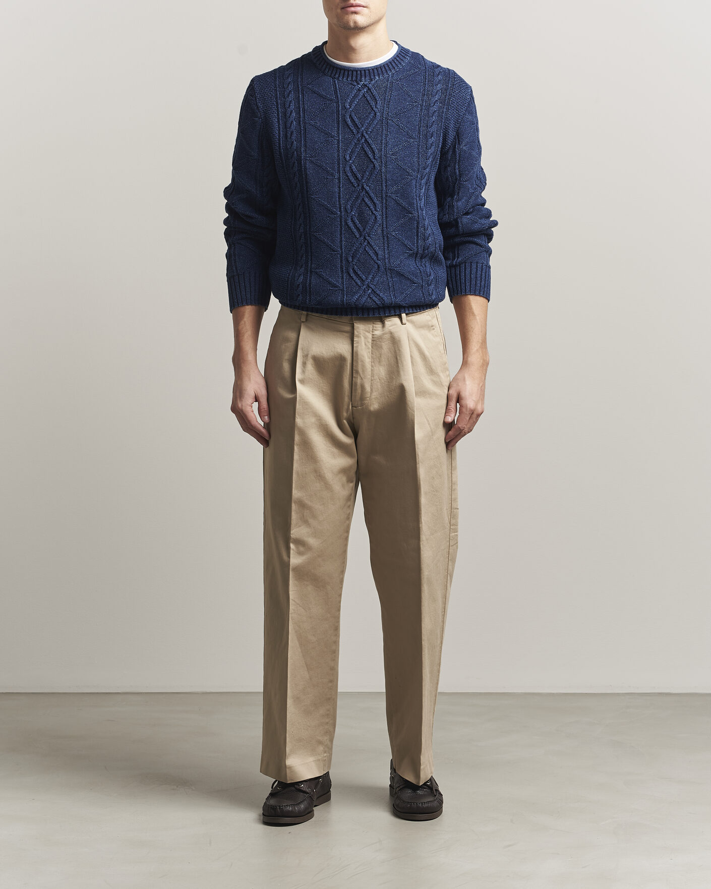 Herre | Trøjer | Gant | Indigo Aran Knitted Sweater Rich Navy