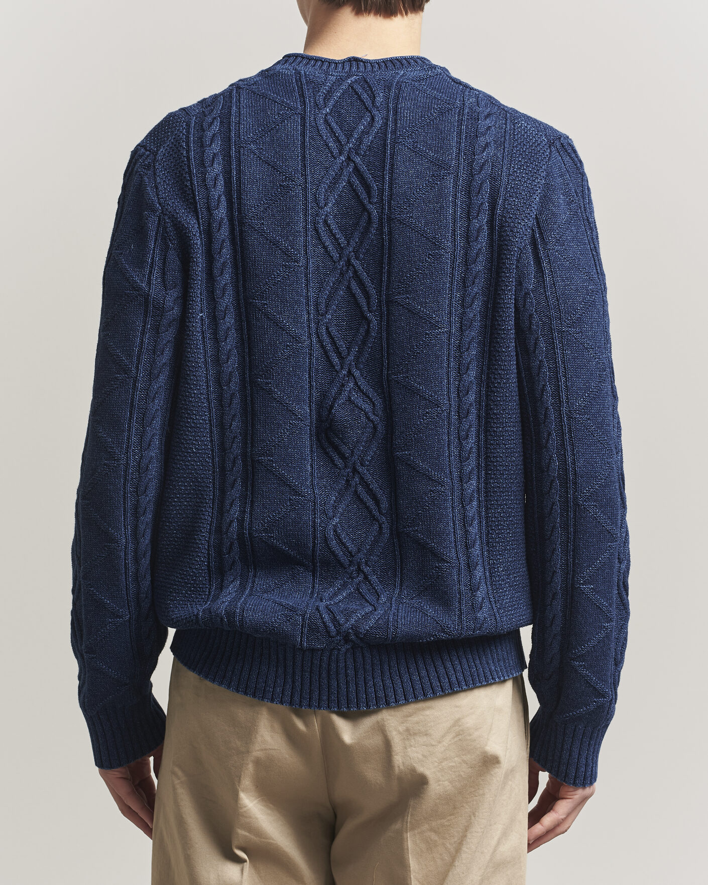 Herre | Trøjer | Gant | Indigo Aran Knitted Sweater Rich Navy