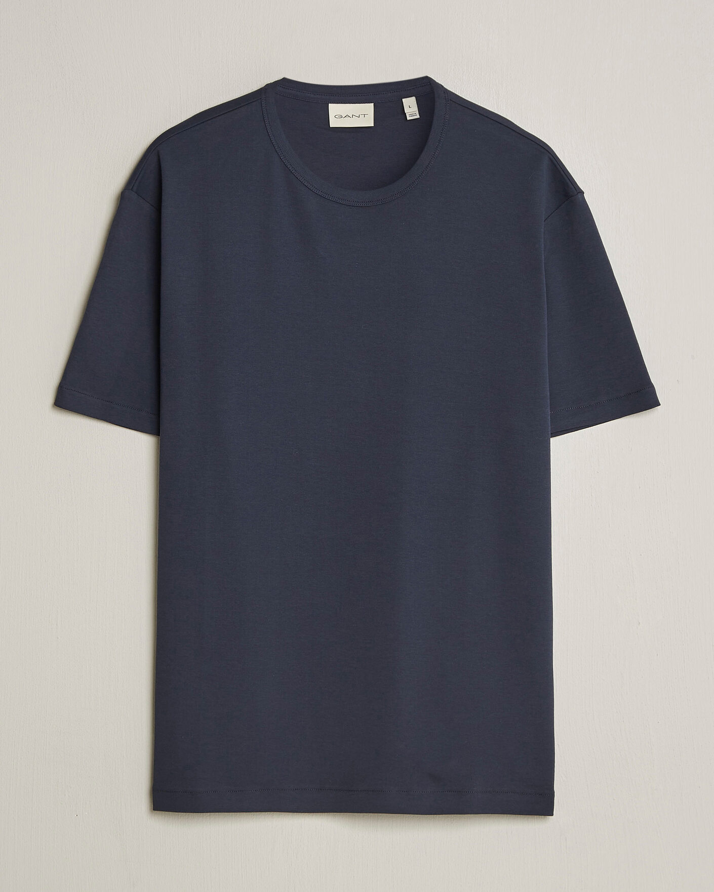 Herre | T-Shirts | Gant | Interlock Crew Neck T-Shirt Evening Blue