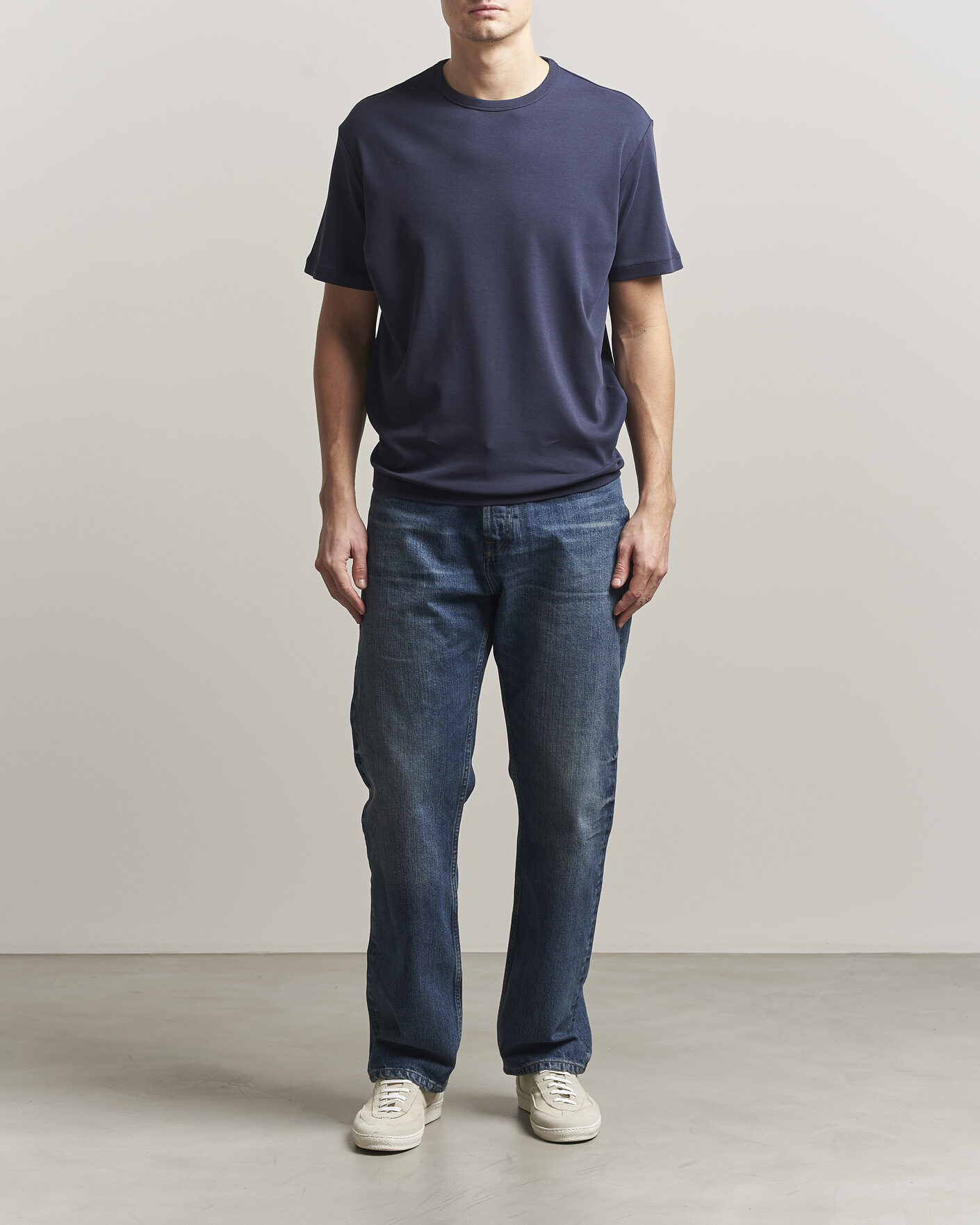 Herre | T-Shirts | GANT | Interlock Crew Neck T-Shirt Evening Blue