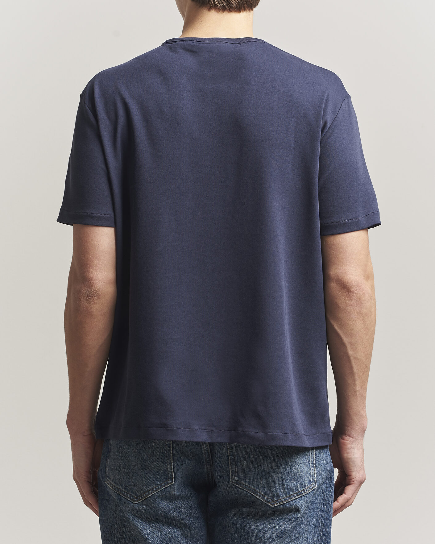 Herre | T-Shirts | Gant | Interlock Crew Neck T-Shirt Evening Blue