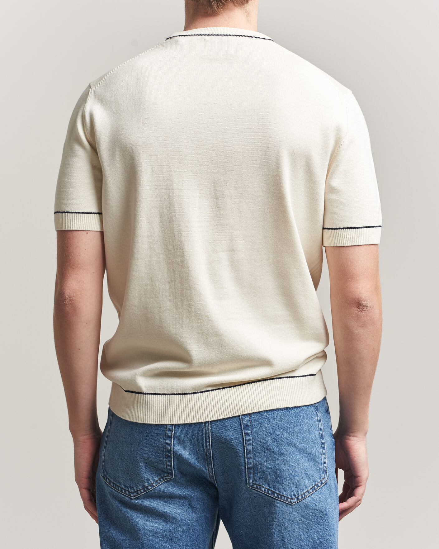 Herre | T-Shirts | Gant | Cotton/Model Knitted T-Shirt Cream