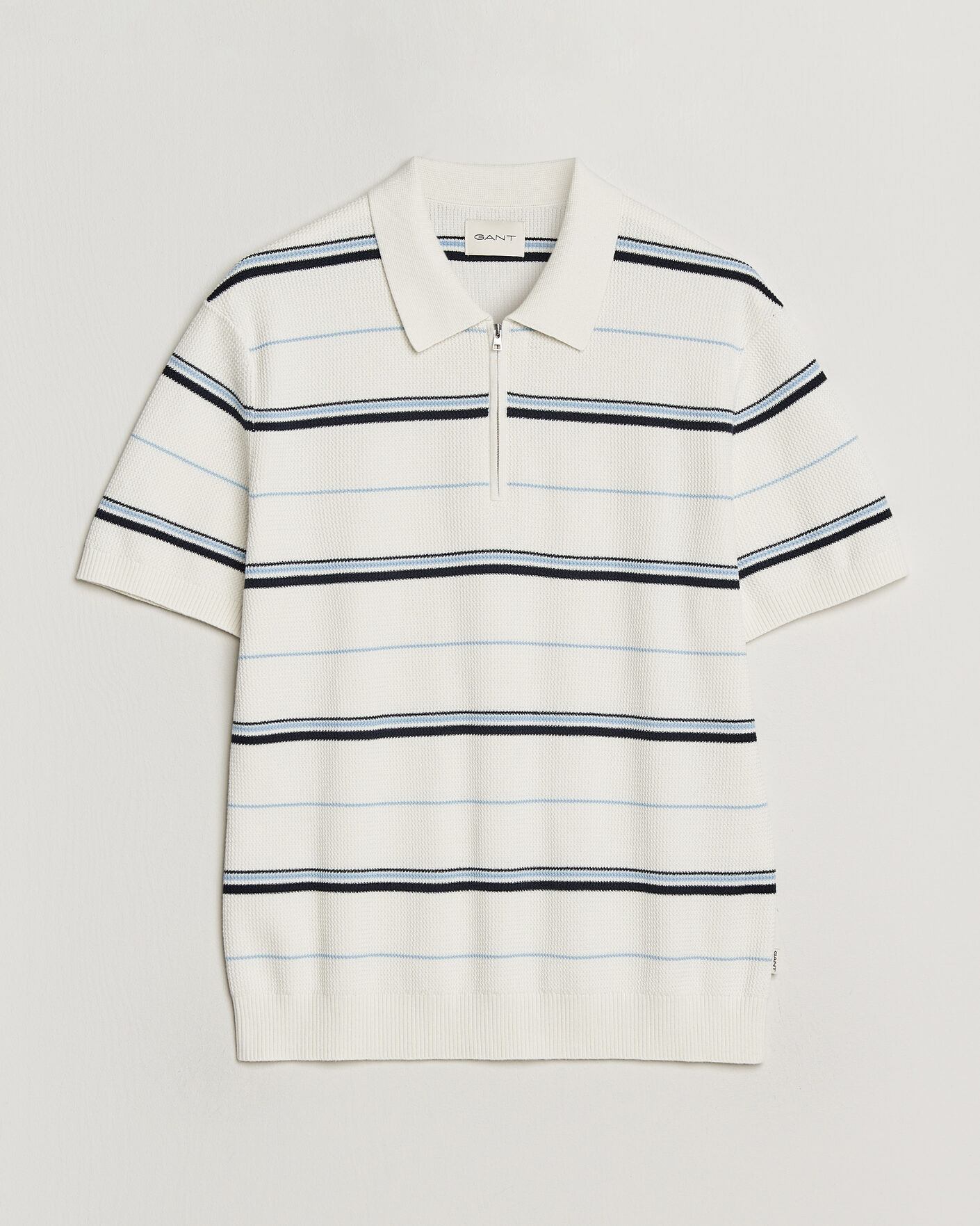 Herre | Polotrøjer | GANT | Striped Knitted Polo Eggshell