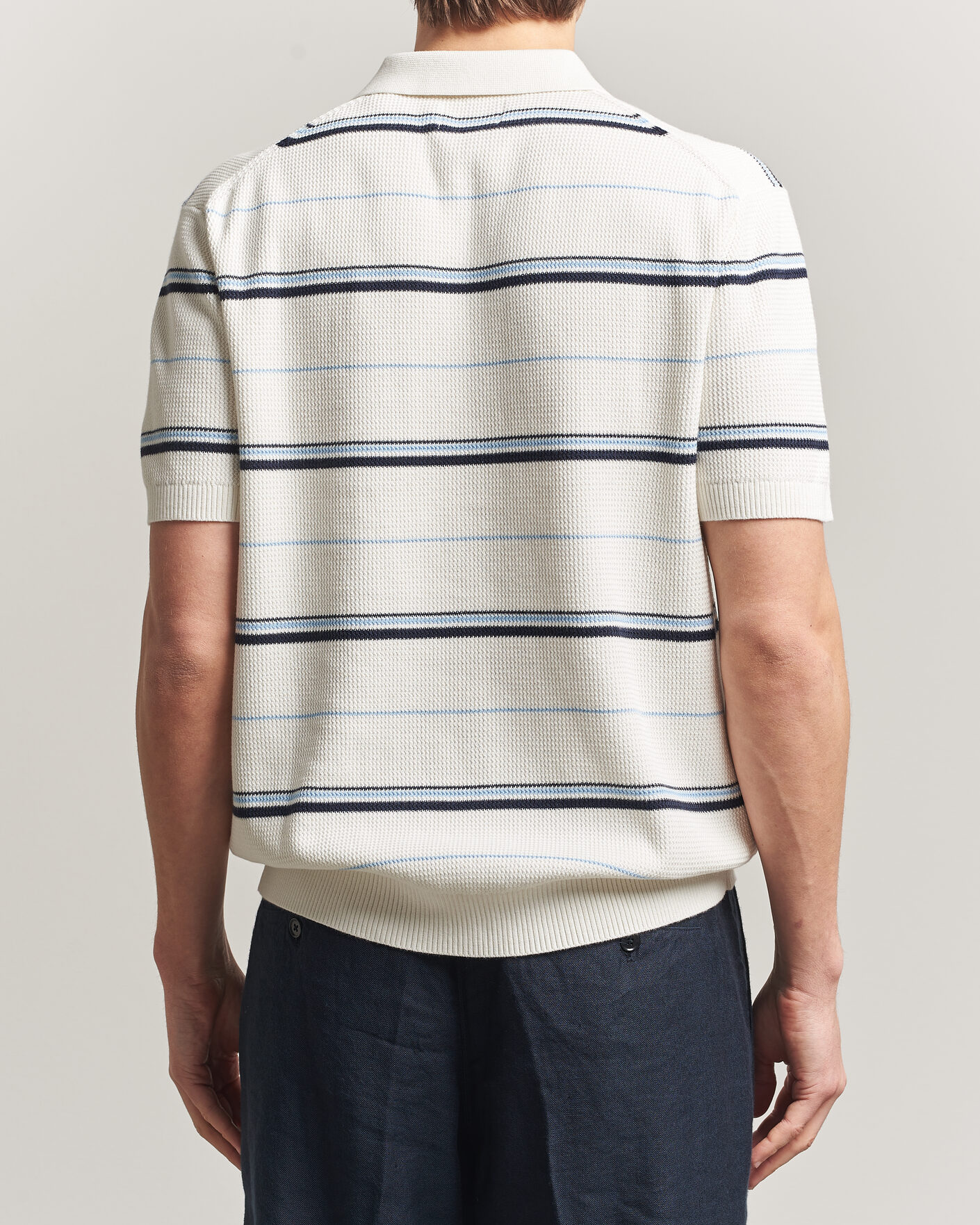 Herre | Polotrøjer | GANT | Striped Knitted Polo Eggshell