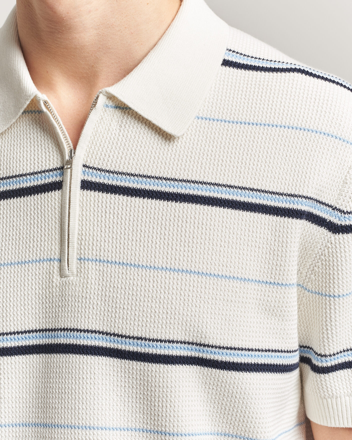 Herre | Polotrøjer | Gant | Striped Knitted Polo Eggshell
