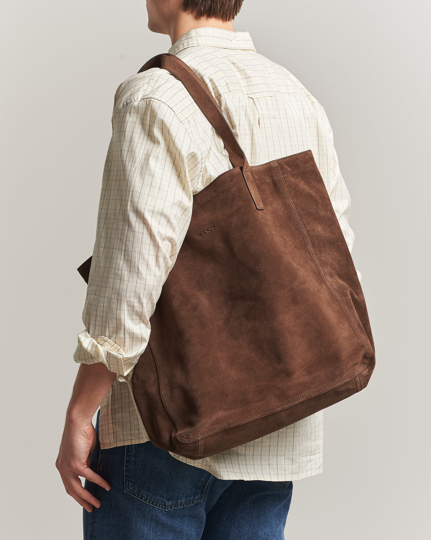 Herre | Tasker | Gant | Suede Tote Bag Mahogany Brown