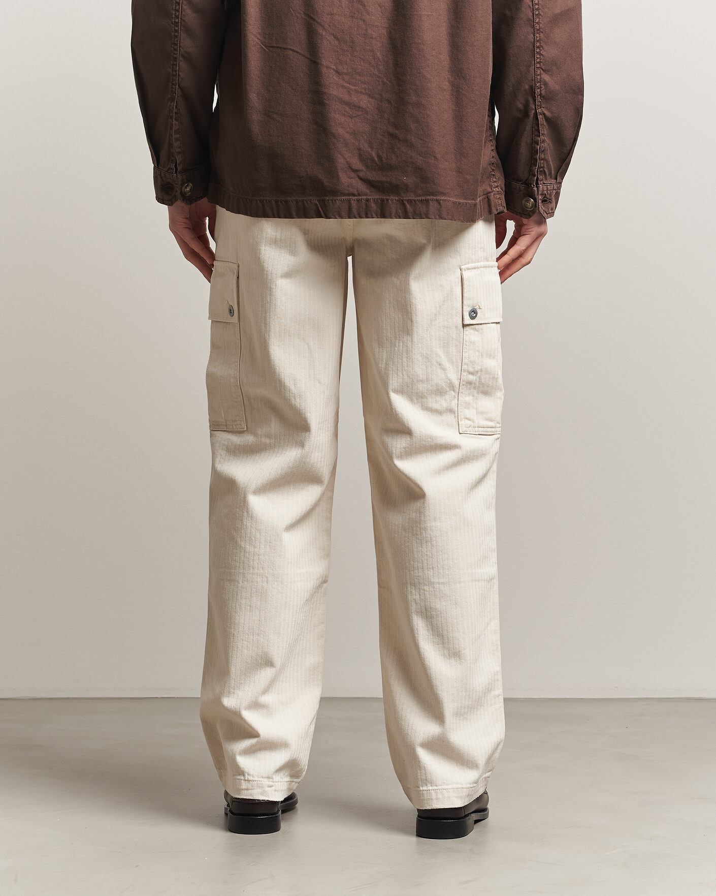 Herre | Bukser | GANT | Relaxed Fit Herringbone Cargo Pants Creamed White