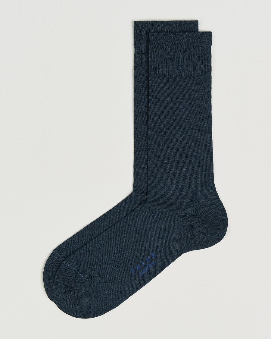 Herre | Undertøj | Falke | Happy 2-Pack Cotton Socks Navy Melange