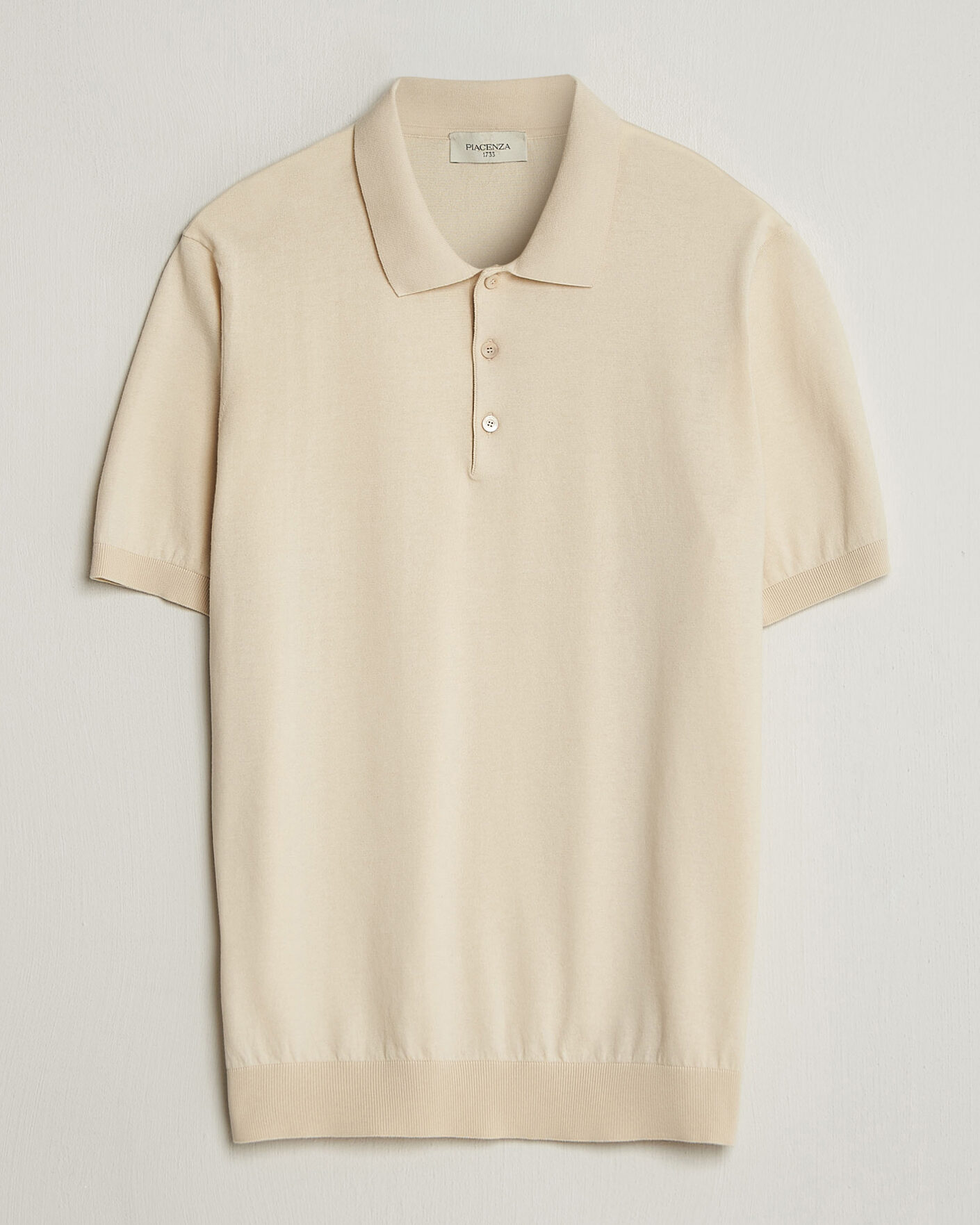 Herre | Polotrøjer | Piacenza Cashmere | Short Sleeve Knitted Polo Off White