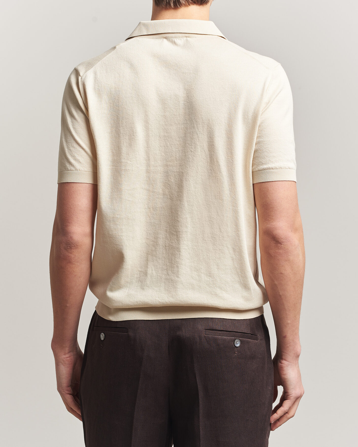 Herre | Polotrøjer | Piacenza Cashmere | Short Sleeve Knitted Polo Off White