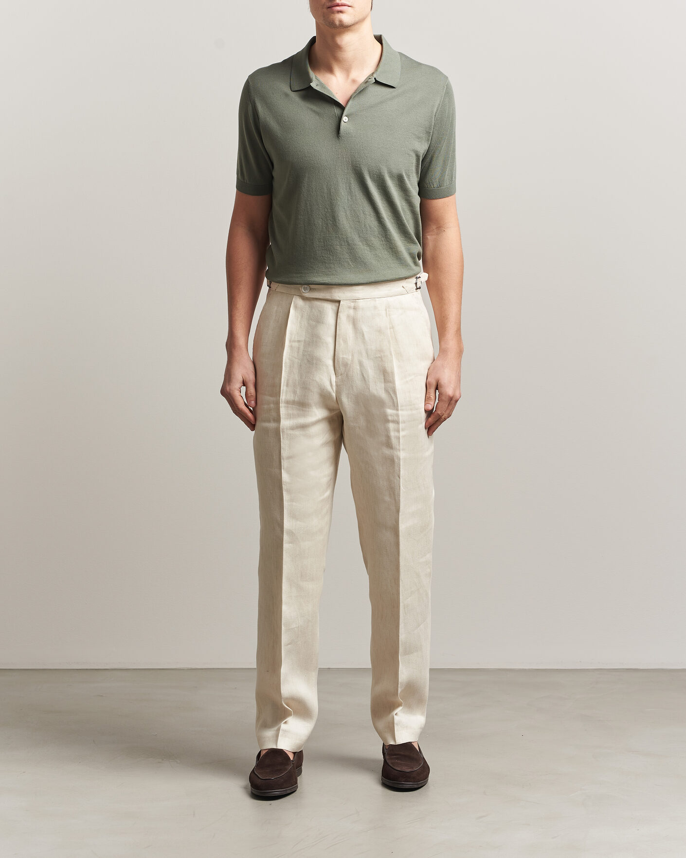 Herre | Polotrøjer | Piacenza Cashmere | Short Sleeve Knitted Polo Sage