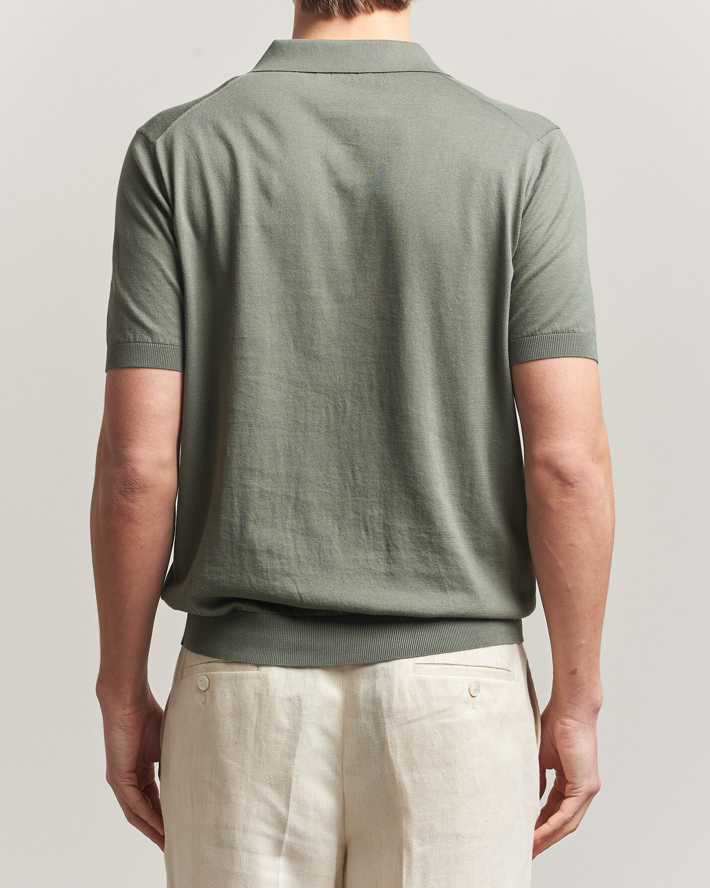 Herre | Polotrøjer | Piacenza Cashmere | Short Sleeve Knitted Polo Sage