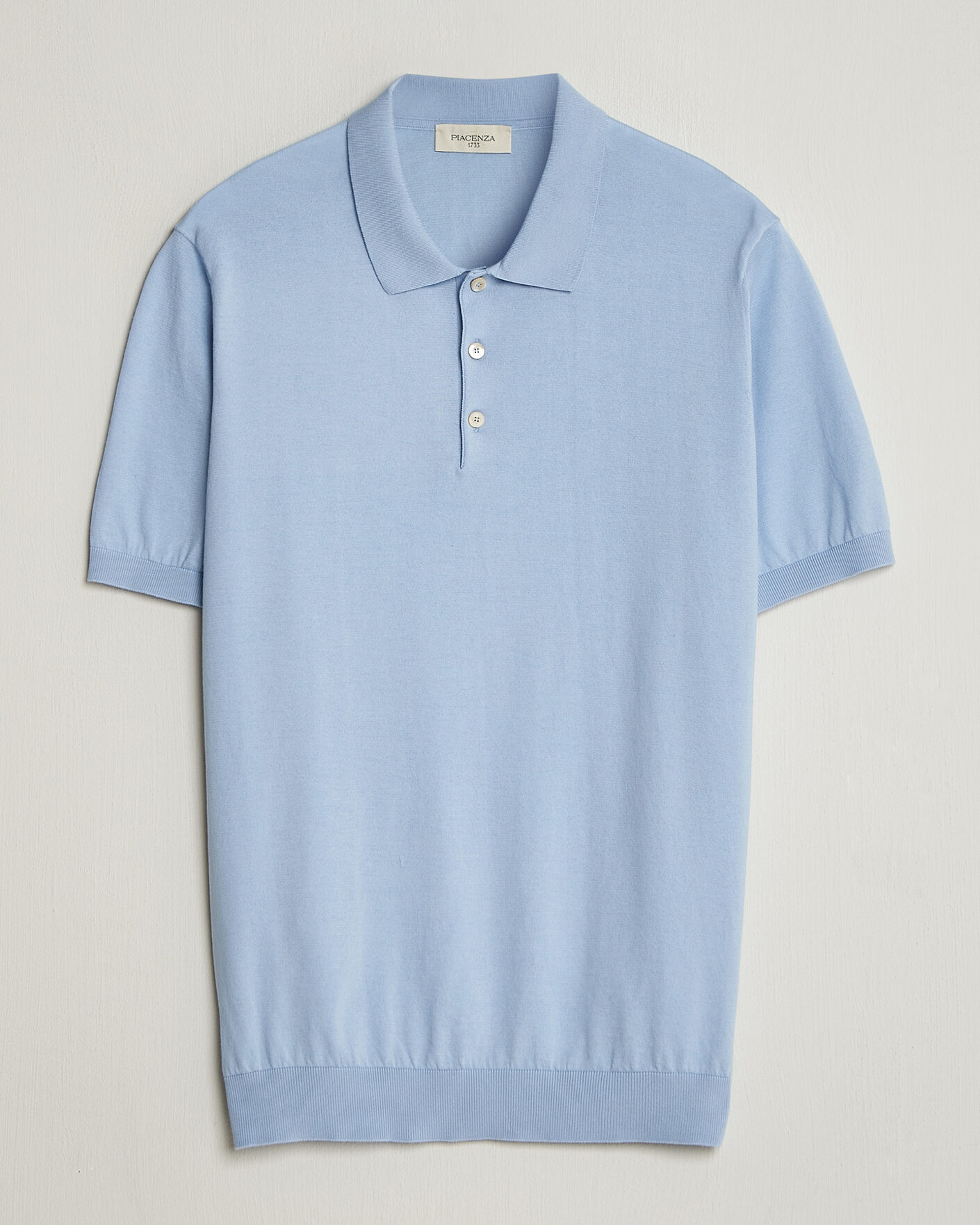 Herre | Polotrøjer | Piacenza Cashmere | Short Sleeve Knitted Polo Light Blue