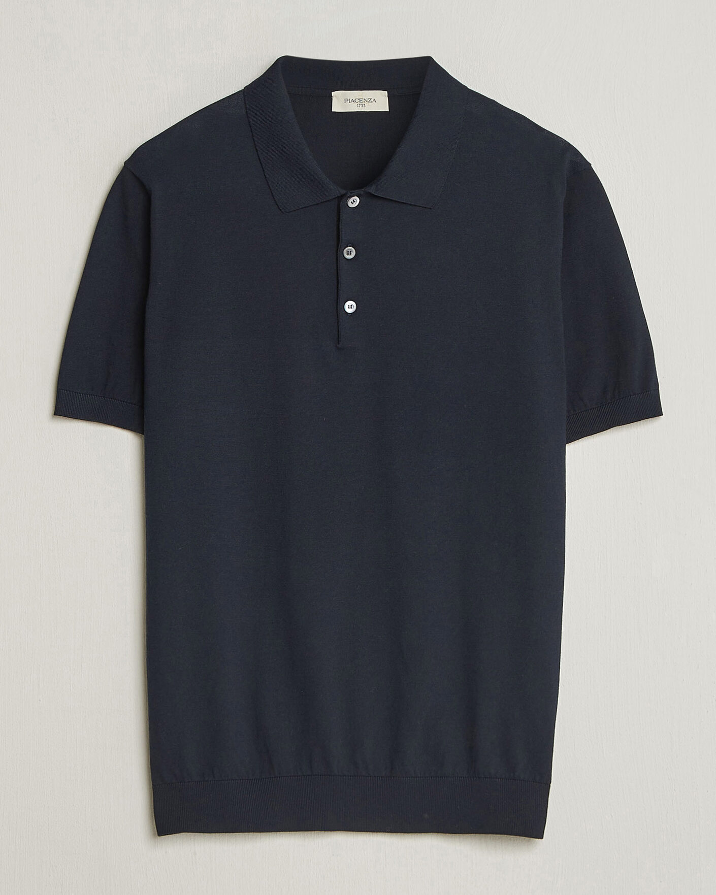 Herre | Polotrøjer | Piacenza Cashmere | Short Sleeve Knitted Polo Navy