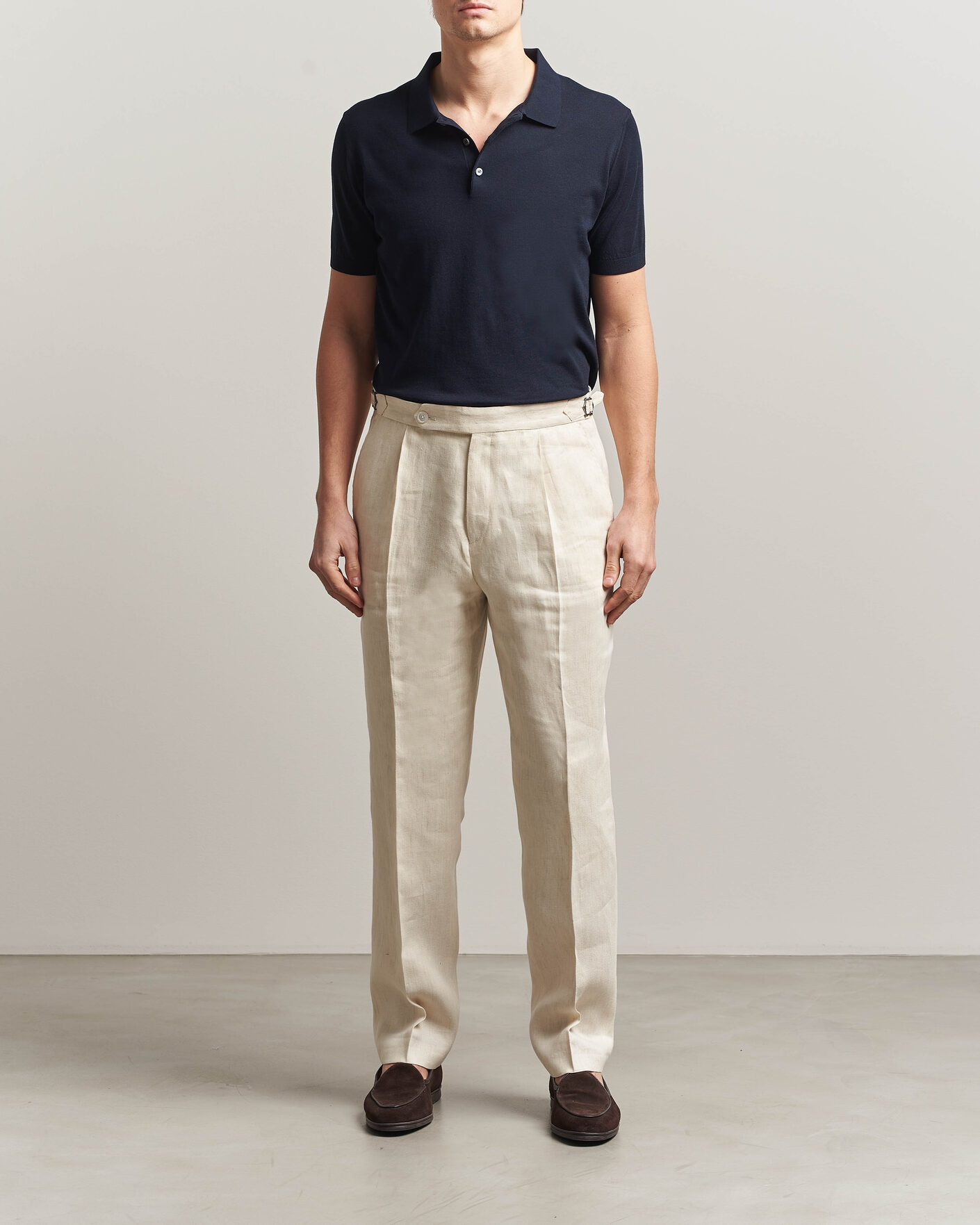 Herre | Polotrøjer | Piacenza Cashmere | Short Sleeve Knitted Polo Navy
