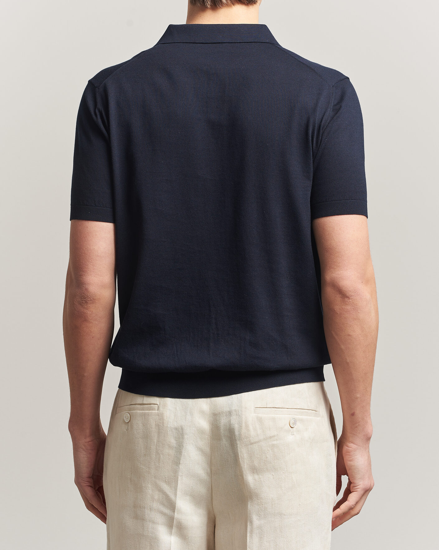 Herre | Polotrøjer | Piacenza Cashmere | Short Sleeve Knitted Polo Navy