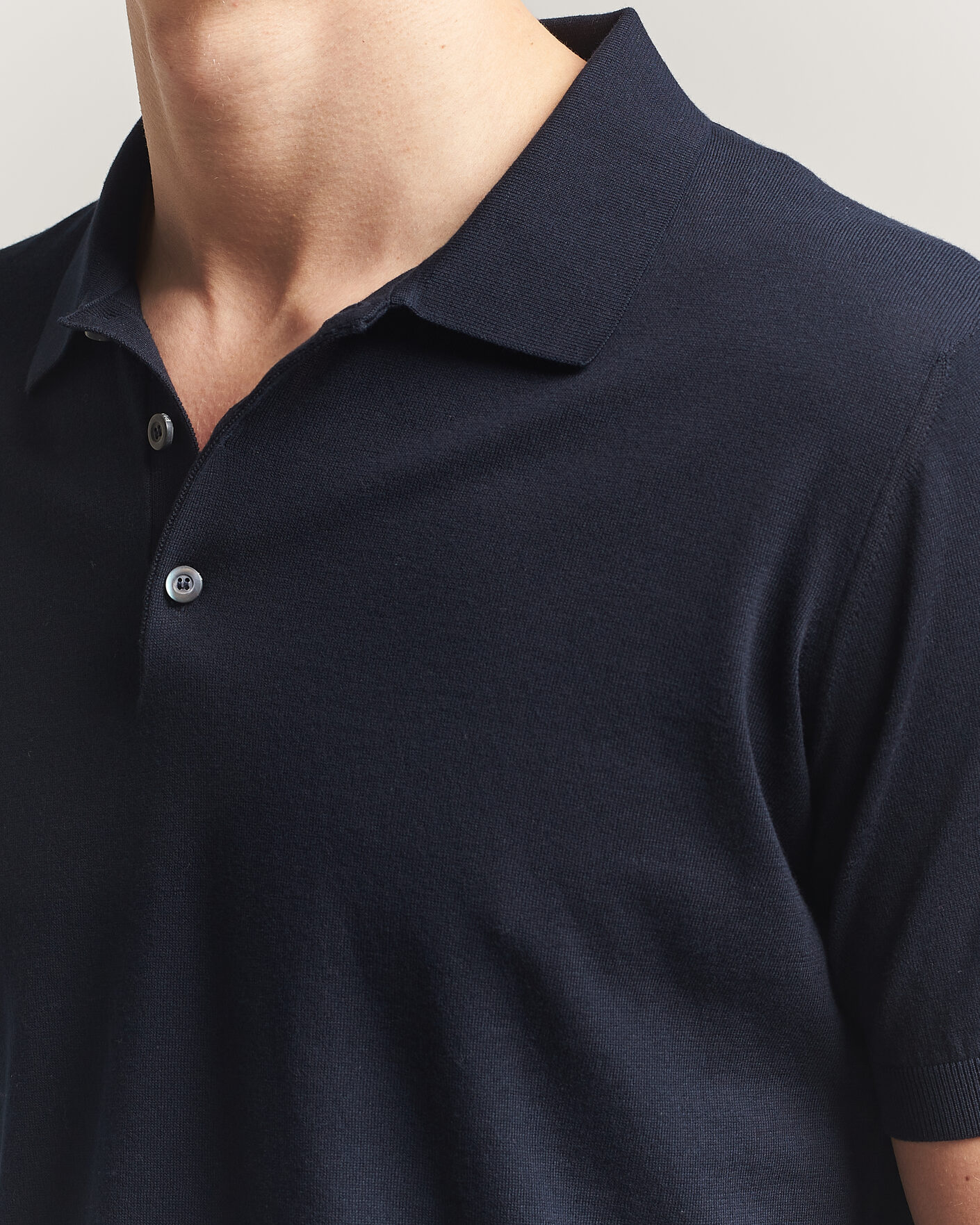 Herre | Polotrøjer | Piacenza Cashmere | Short Sleeve Knitted Polo Navy