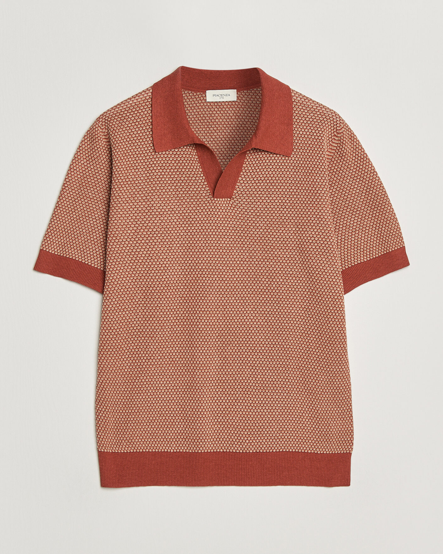 Herre | Polotrøjer | Piacenza Cashmere | Silk/Linen Honeycomb Knitted Polo Red