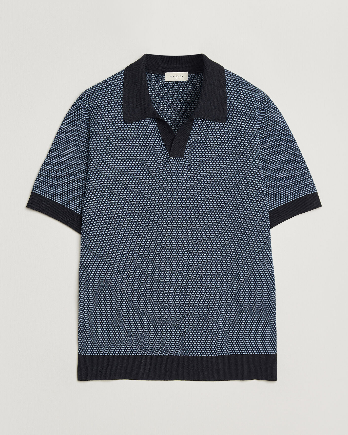 Herre | Polotrøjer | Piacenza Cashmere | Silk/Linen Honeycomb Knitted Polo Navy