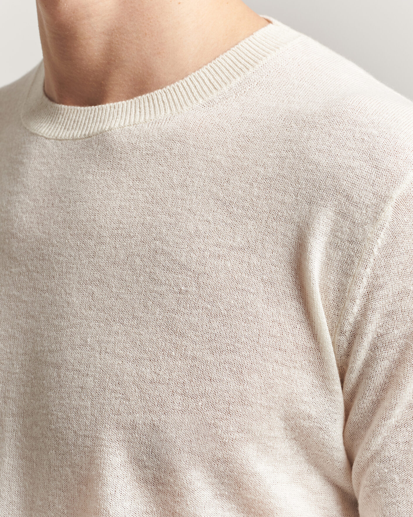 Herre | Trøjer | Piacenza Cashmere | Soft Silk/Cashmere Crew Neck Off White