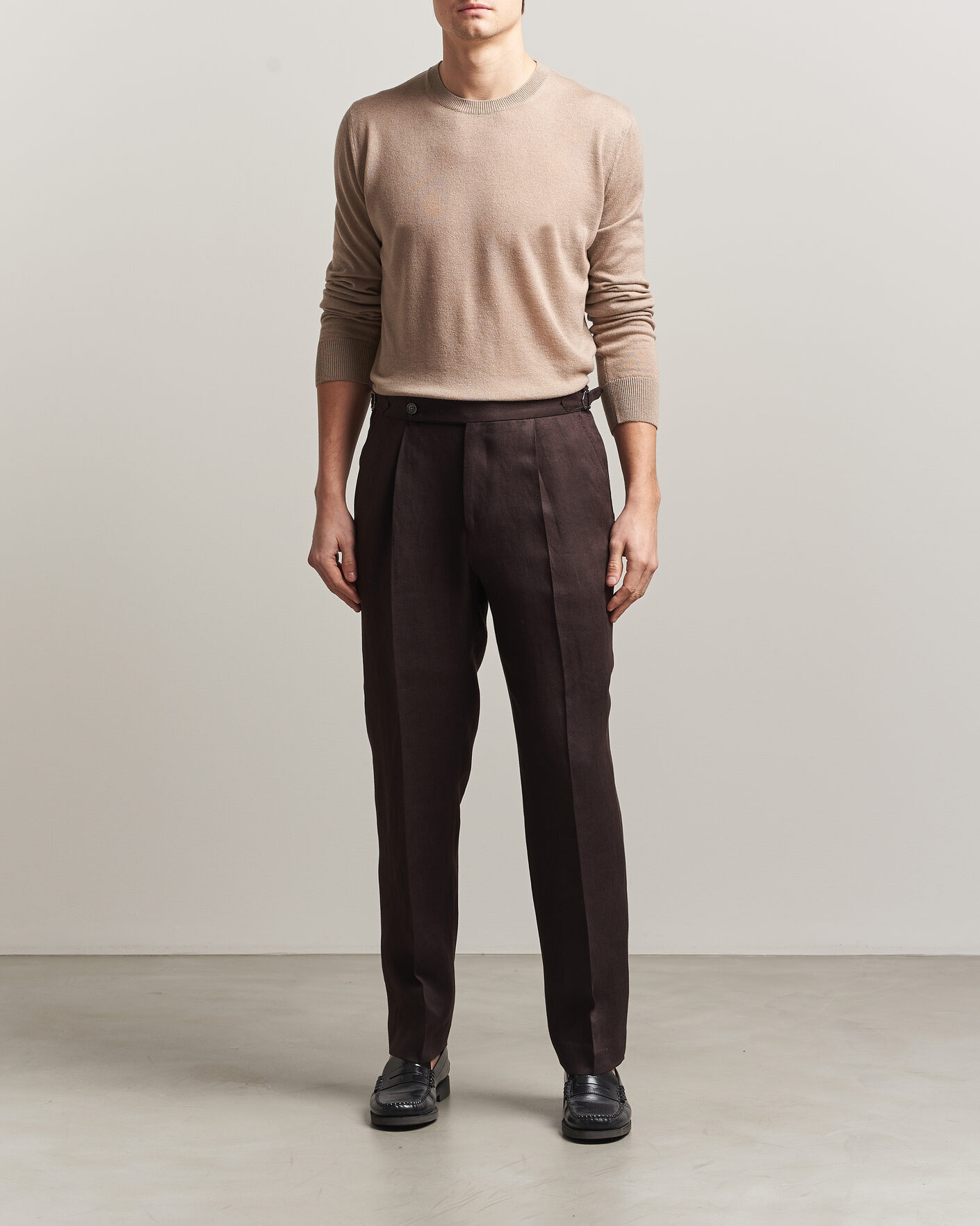 Herre | Trøjer | Piacenza Cashmere | Soft Silk/Cashmere Crew Neck Beige