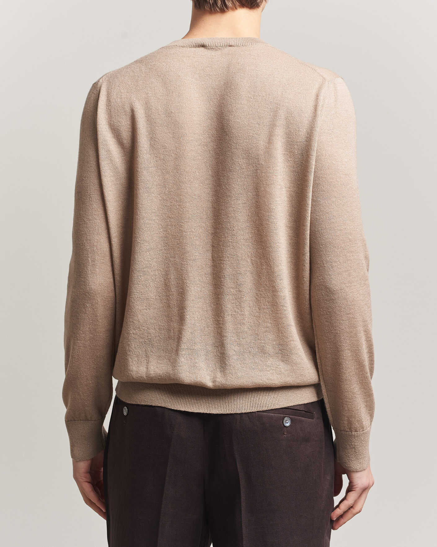 Herre | Trøjer | Piacenza Cashmere | Soft Silk/Cashmere Crew Neck Beige