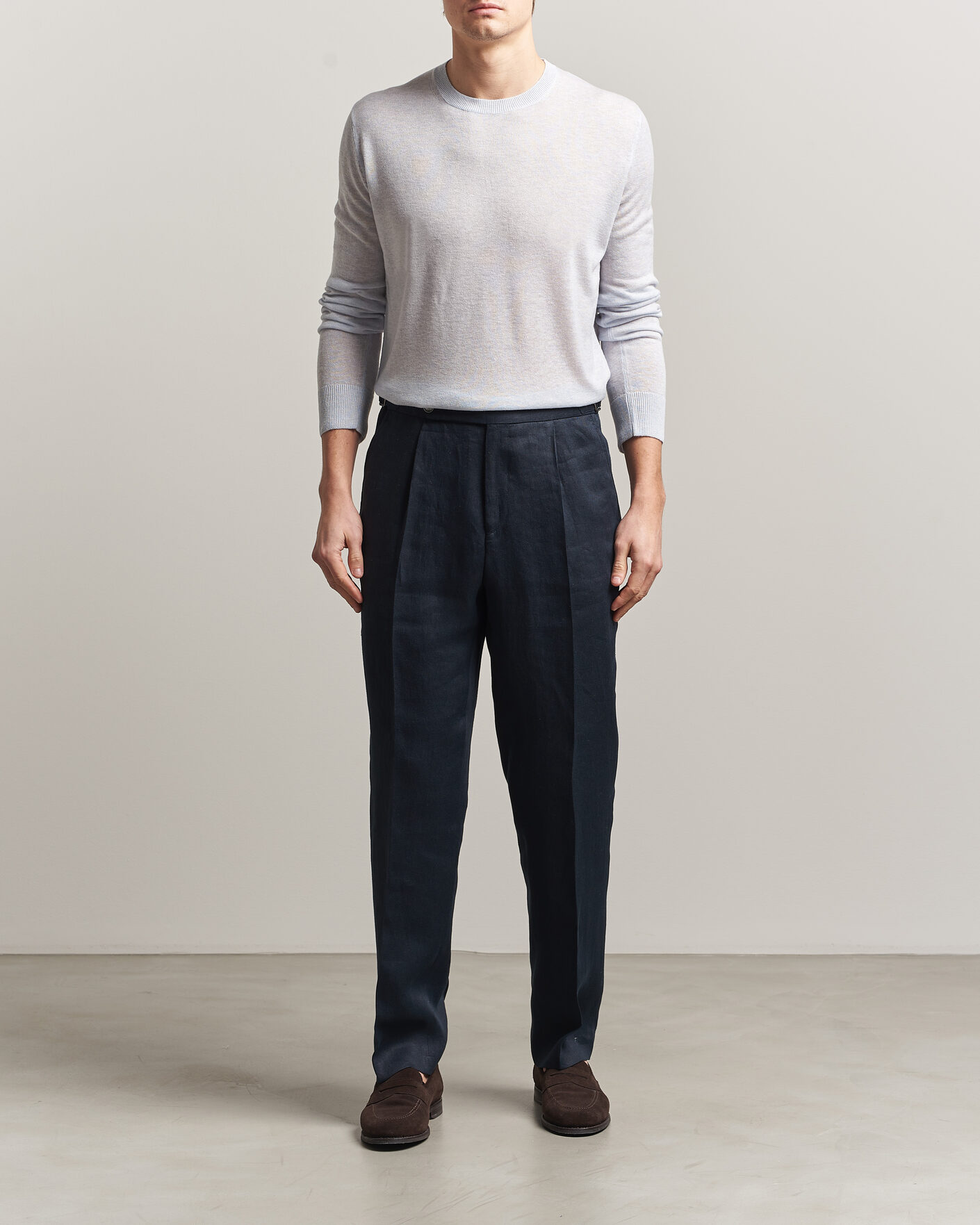 Herre | Trøjer | Piacenza Cashmere | Soft Silk/Cashmere Crew Neck Sky Blue