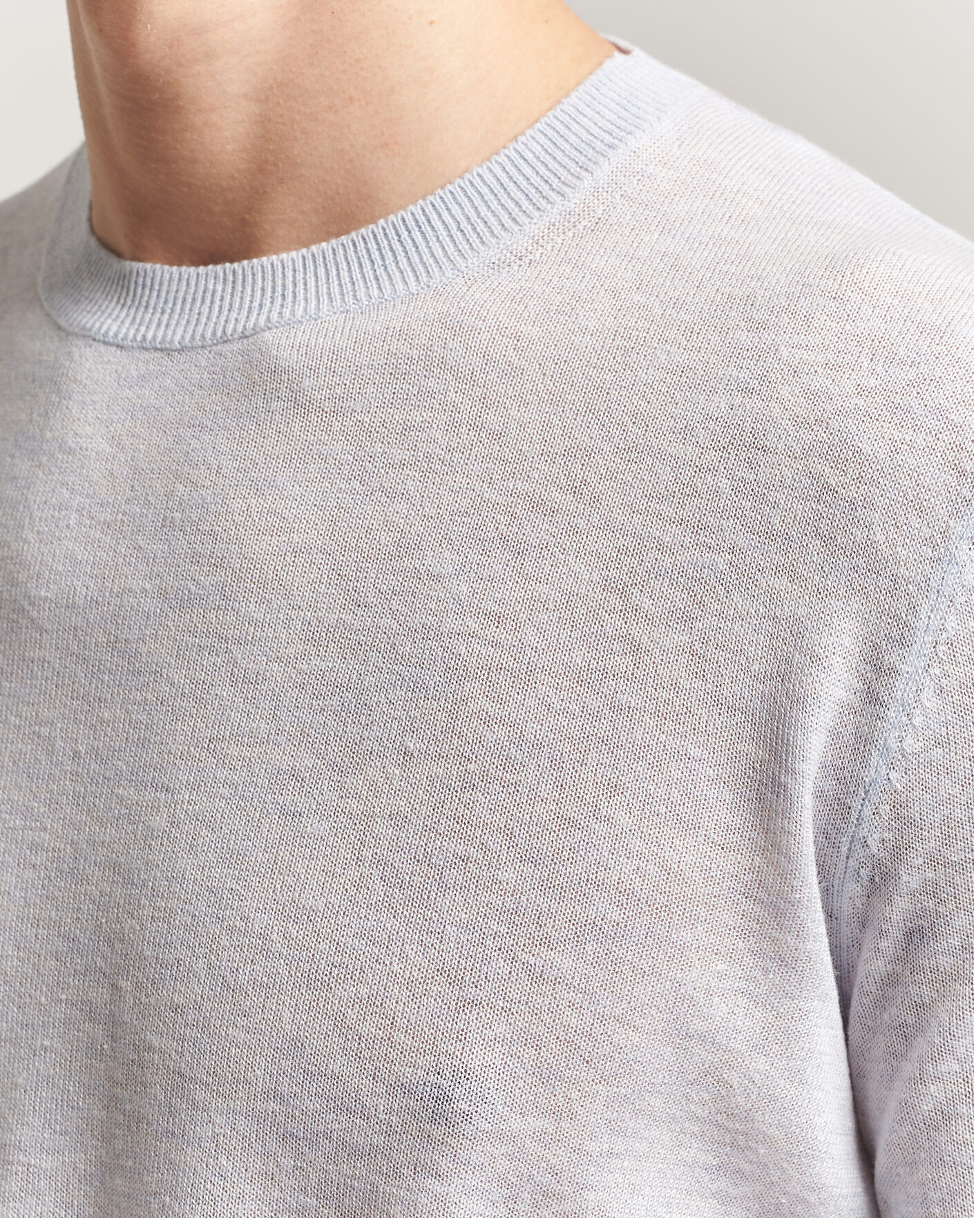 Herre | Trøjer | Piacenza Cashmere | Soft Silk/Cashmere Crew Neck Sky Blue