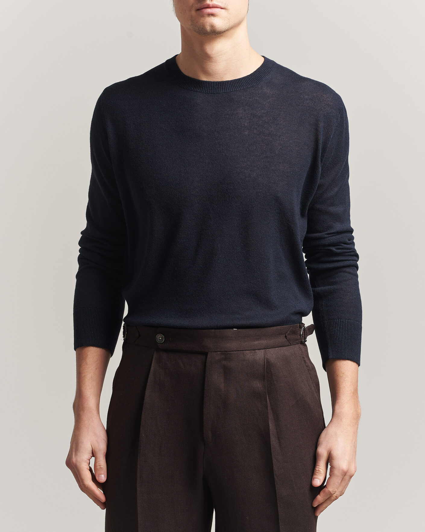 Herre | Trøjer | Piacenza Cashmere | Soft Silk/Cashmere Crew Neck Navy