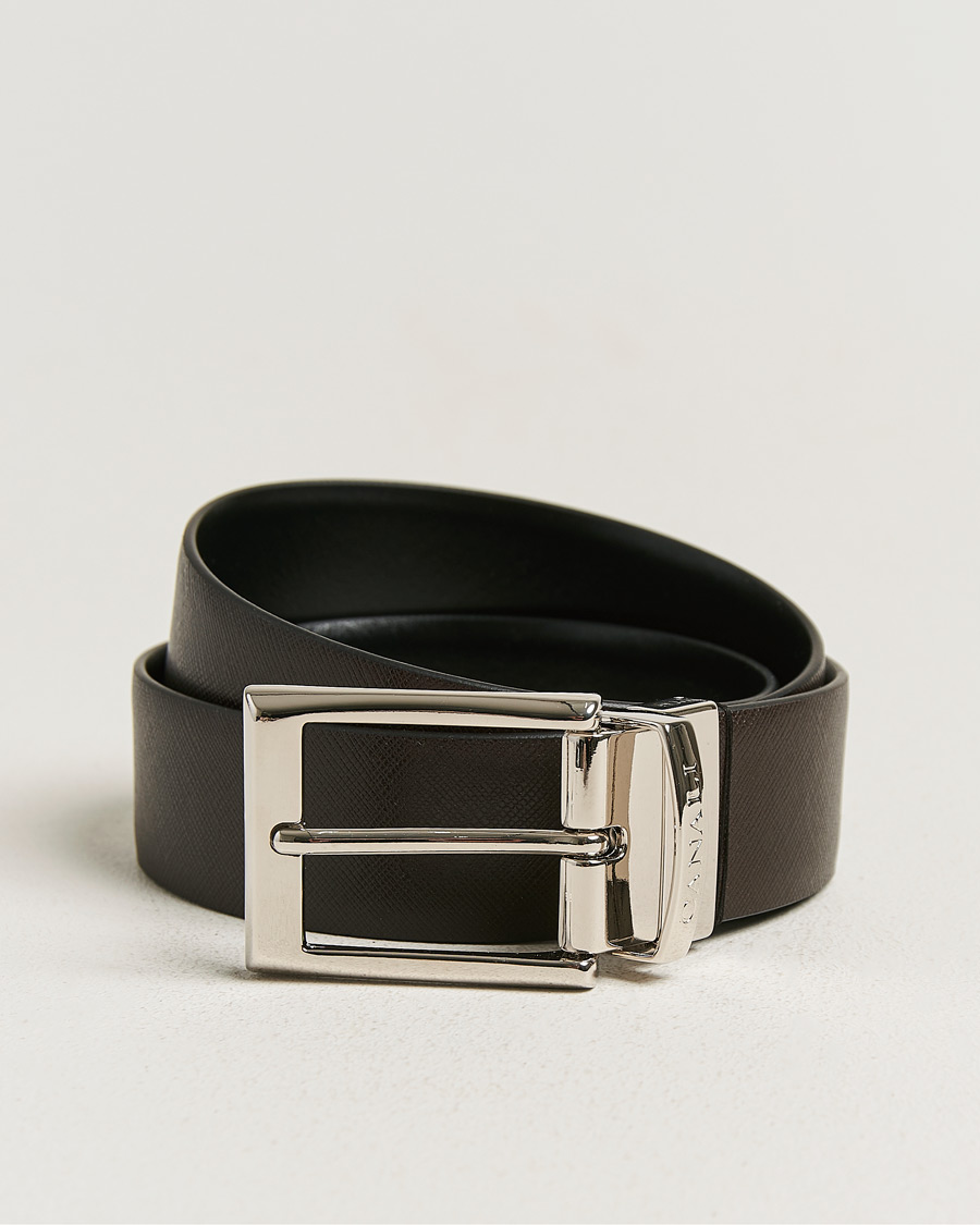 Herre | Bælter | Canali | Reversible Saffiano Belt Black/Brown