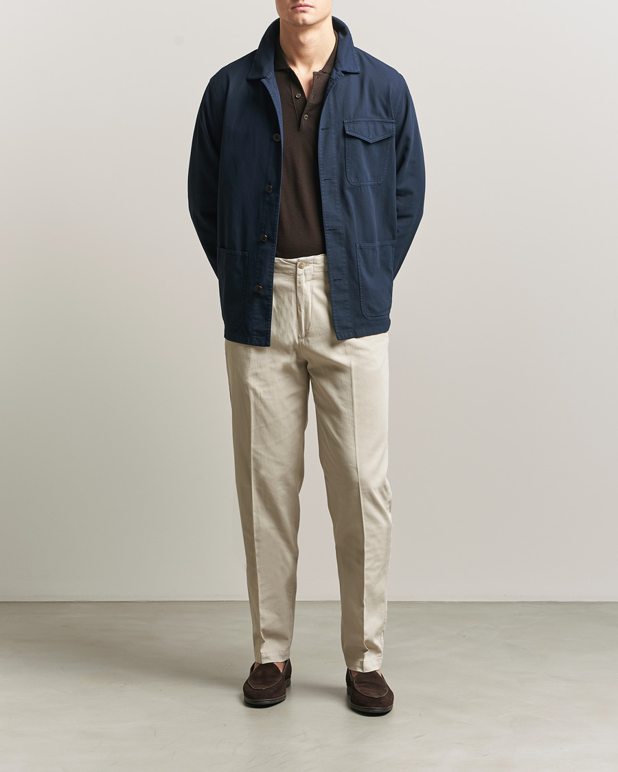 Herre | Jakker | Boglioli | Cotton Gabardine Work Jacket Navy