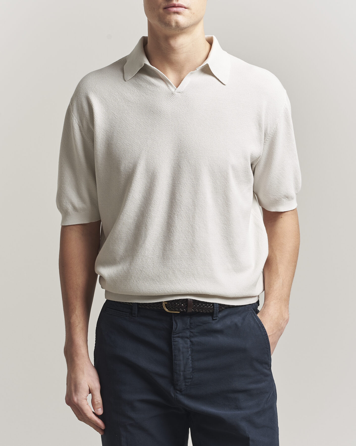 Herre | Polotrøjer | Boglioli | Short Sleeve Polo Piquet Off White