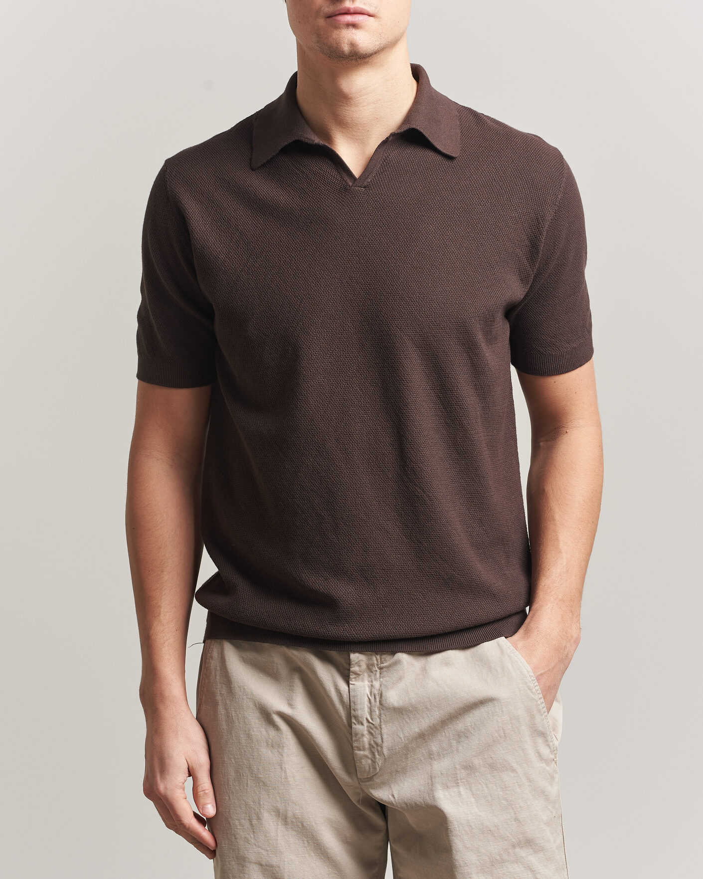 Herre | Polotrøjer | Boglioli | Short Sleeve Polo Piquet Brown
